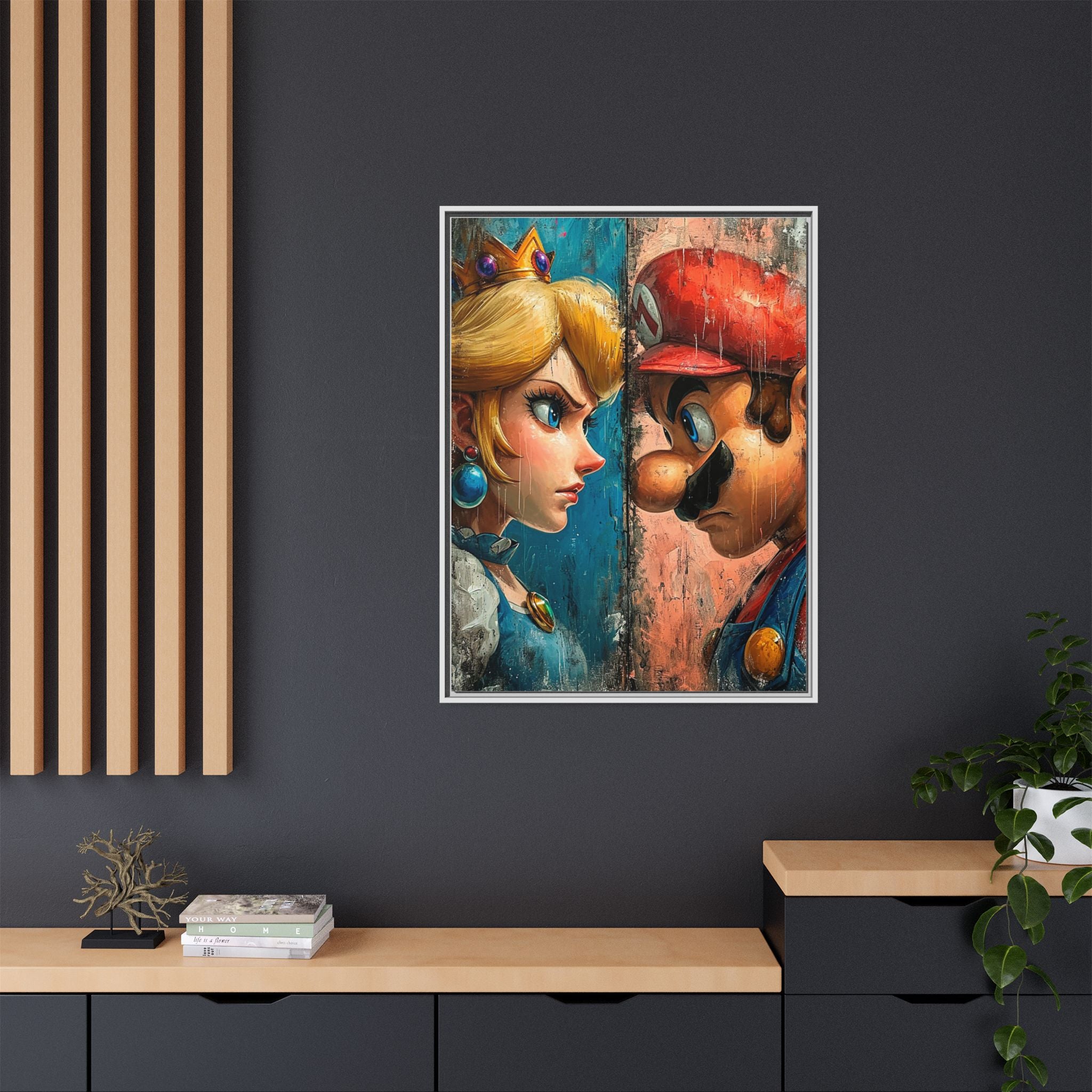 Legends Collide: Pixel Protagonists Reimagined, Gritty Game Art Portrait - Canvas Wall Art