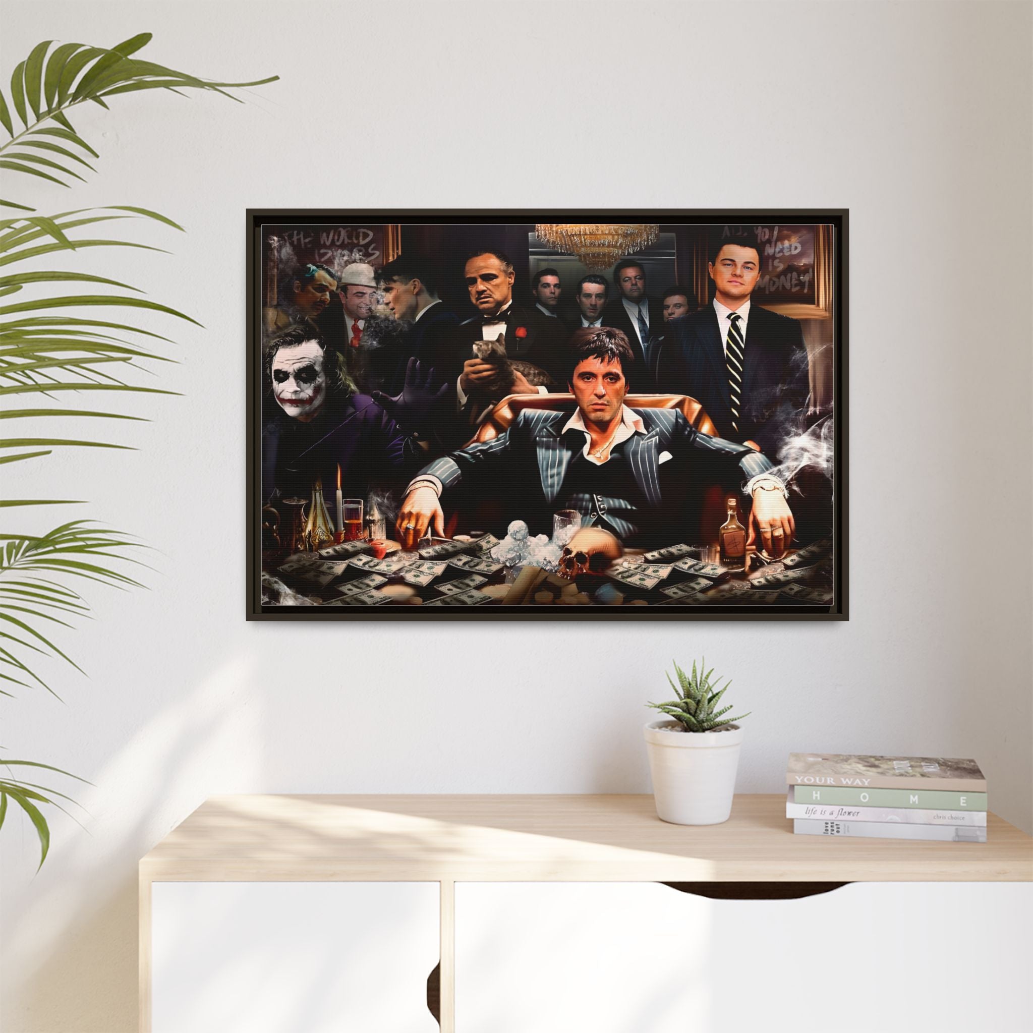 Empire of Shadows: Cinematic Crime Collage, Noir Anthology of Power - Canvas Wall Art