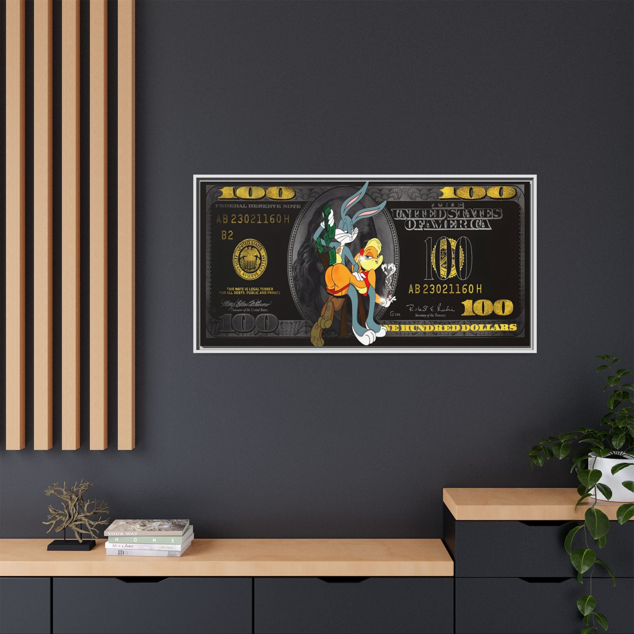 Cartoon Cash Remix: Looney Tunes Currency, Pop Culture Finance Art - Canvas Wall Art