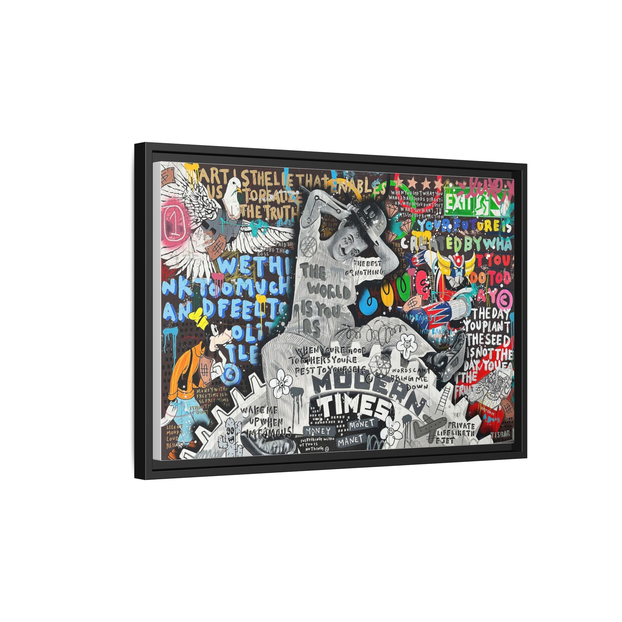 Urban Kaleidoscope: Street Art Fusion, Visual Commentary, Graffiti Narrative - Canvas Wall Art