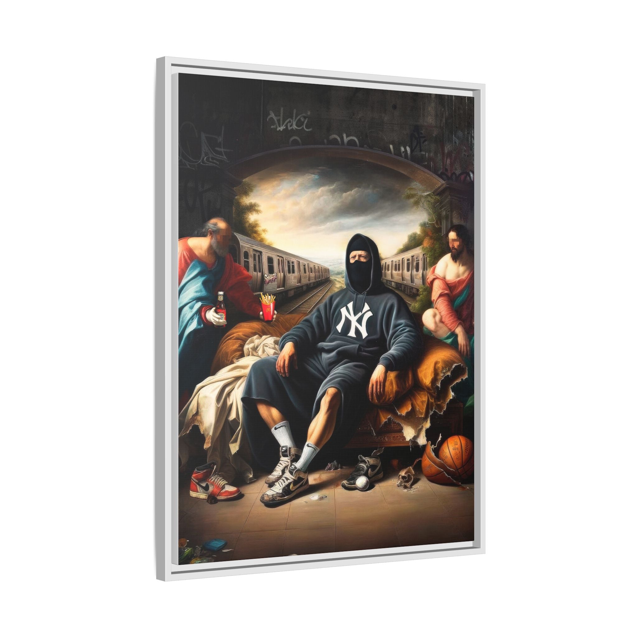 Urban Renaissance: Digital Remix of Classical Portraiture, Street Culture Reimagined - Canvas Wall Art