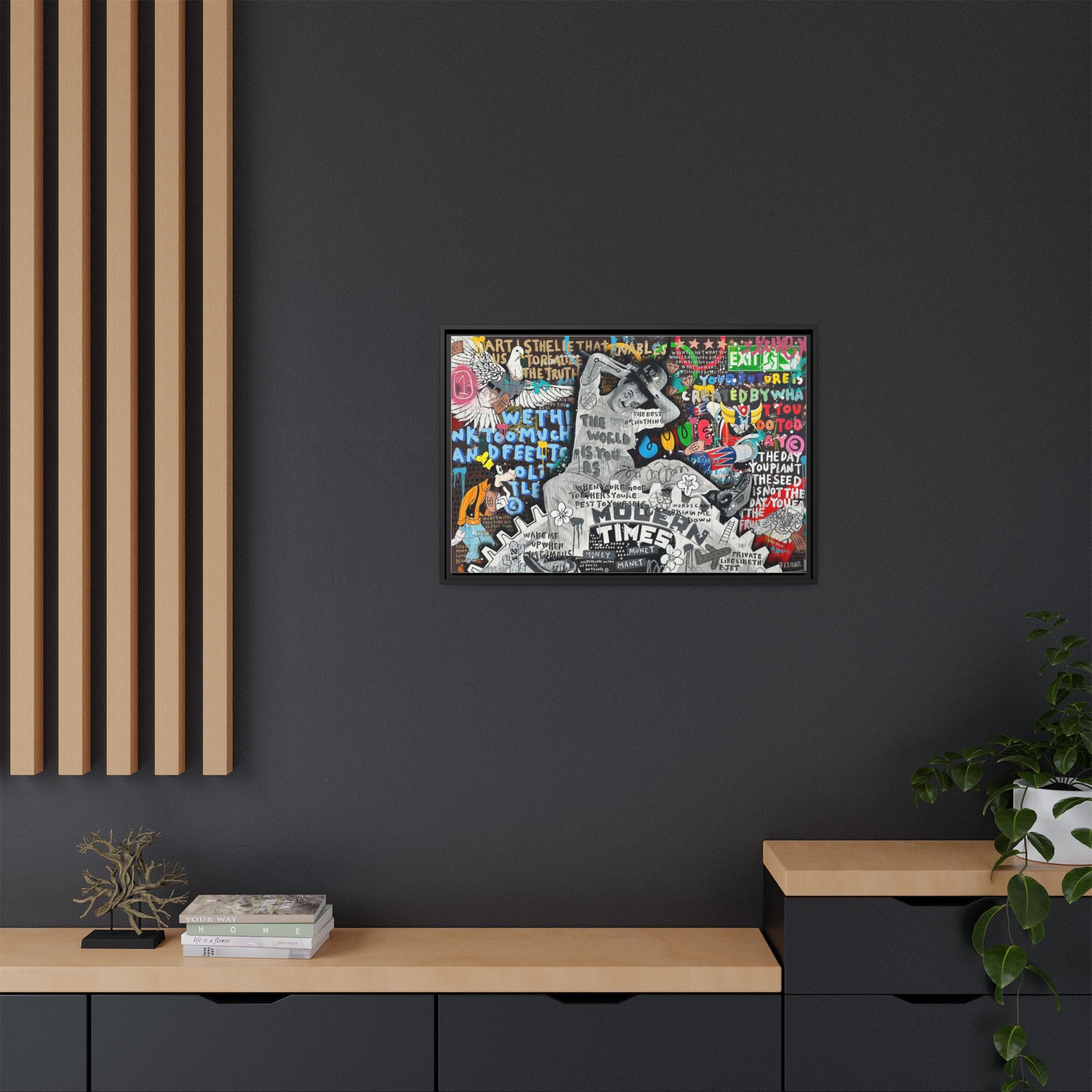 Urban Kaleidoscope: Street Art Fusion, Visual Commentary, Graffiti Narrative - Canvas Wall Art