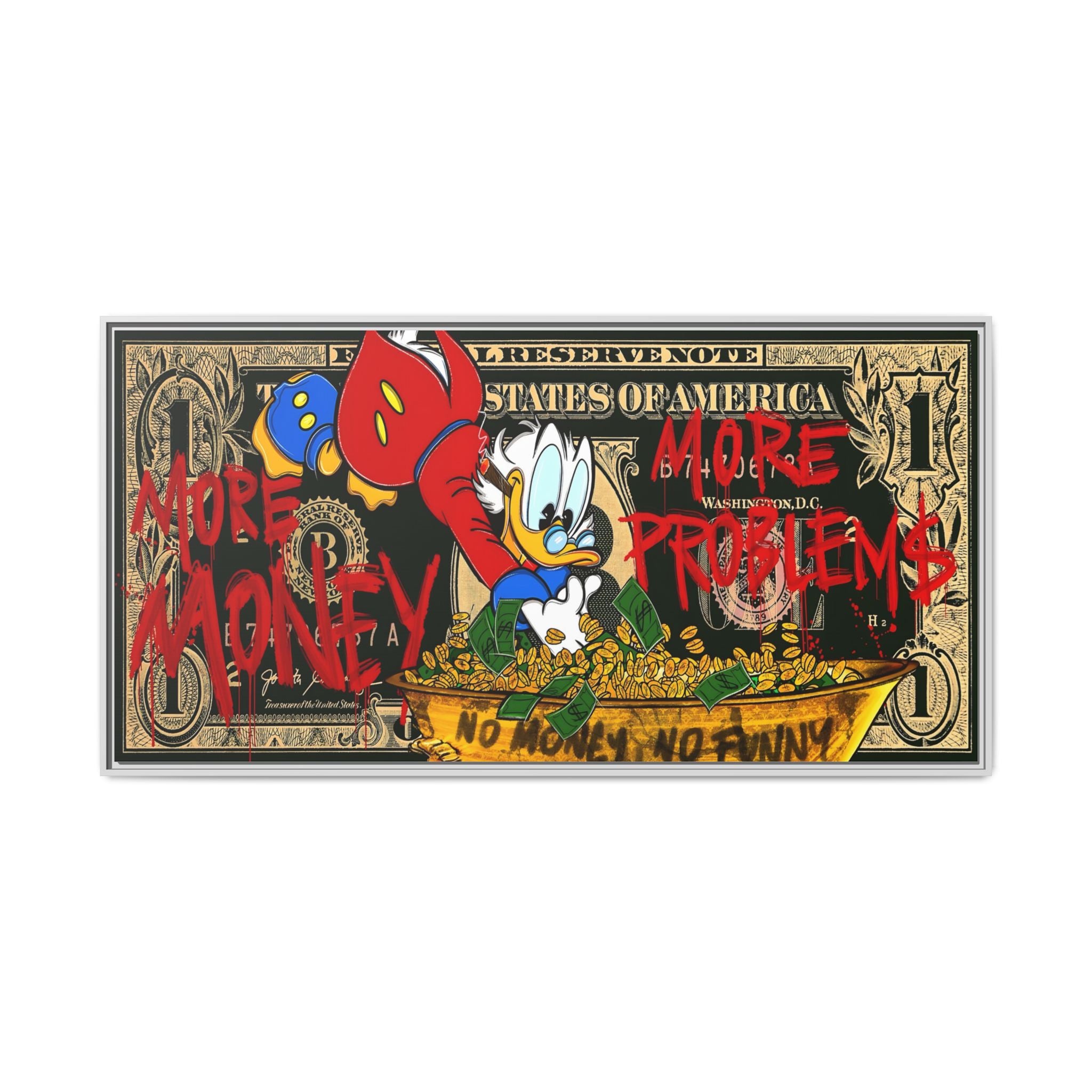 Duck Dynasty of Dollars: Pop Art Financial Critique, Graffiti Economics, Capitalist Commentary - Canvas Wall Art