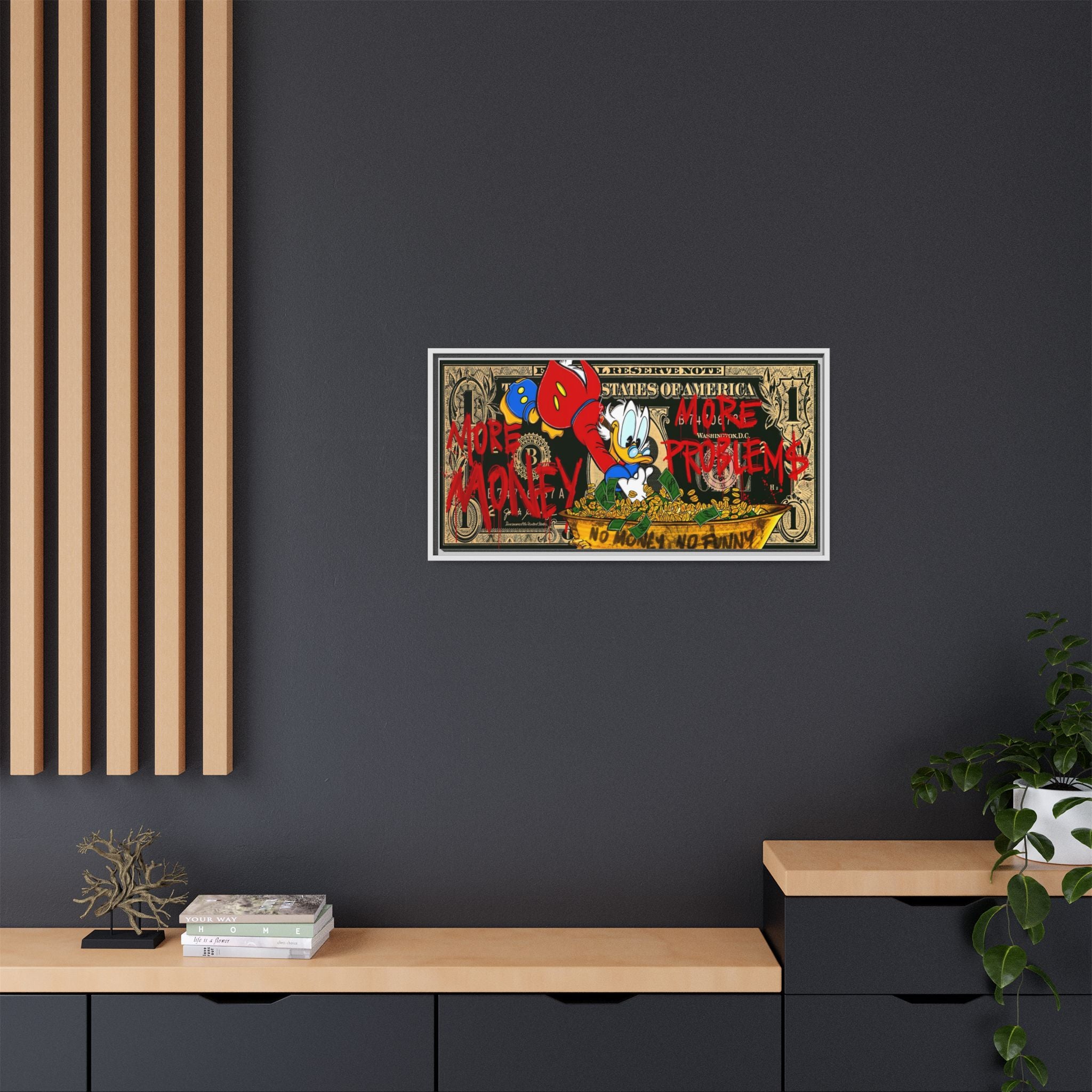 Duck Dynasty of Dollars: Pop Art Financial Critique, Graffiti Economics, Capitalist Commentary - Canvas Wall Art
