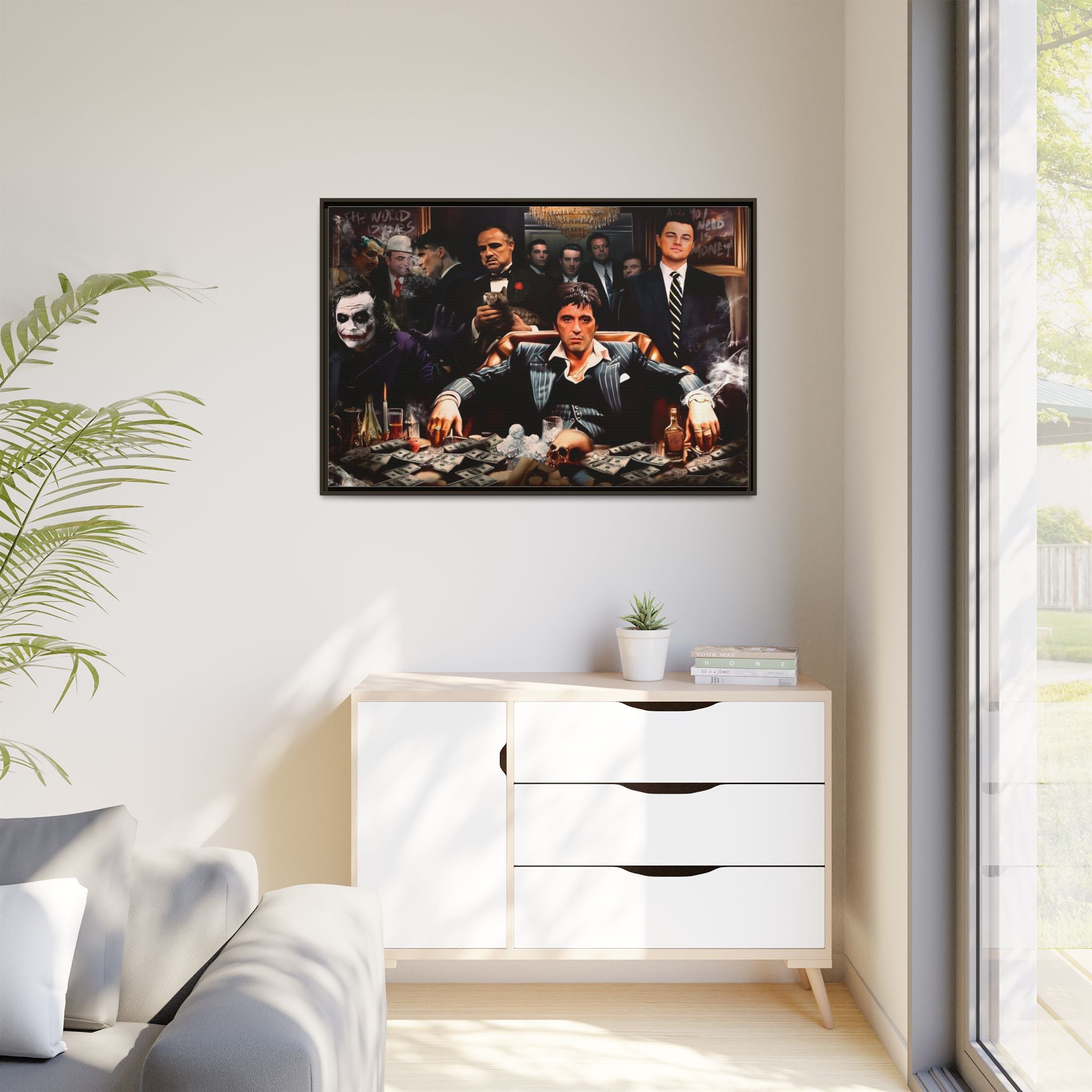 Empire of Shadows: Cinematic Crime Collage, Noir Anthology of Power - Canvas Wall Art
