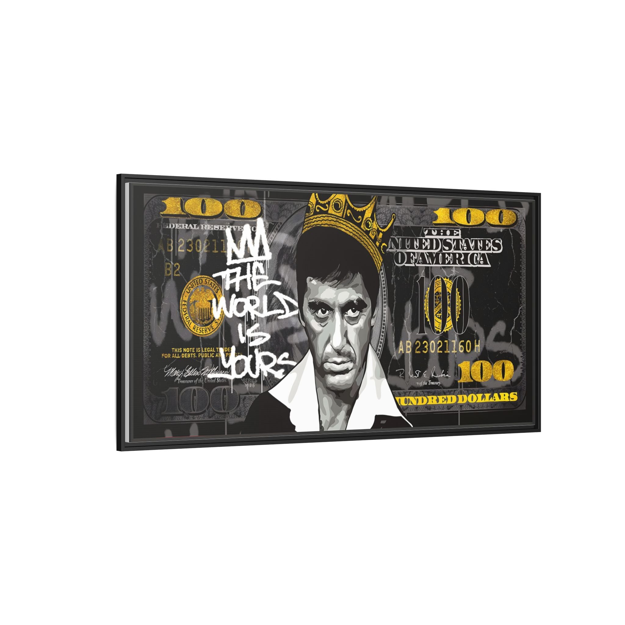 Crowned in Green: Pop Art Crime Iconography, Urban Financial Rebellion - Canvas Wall Art