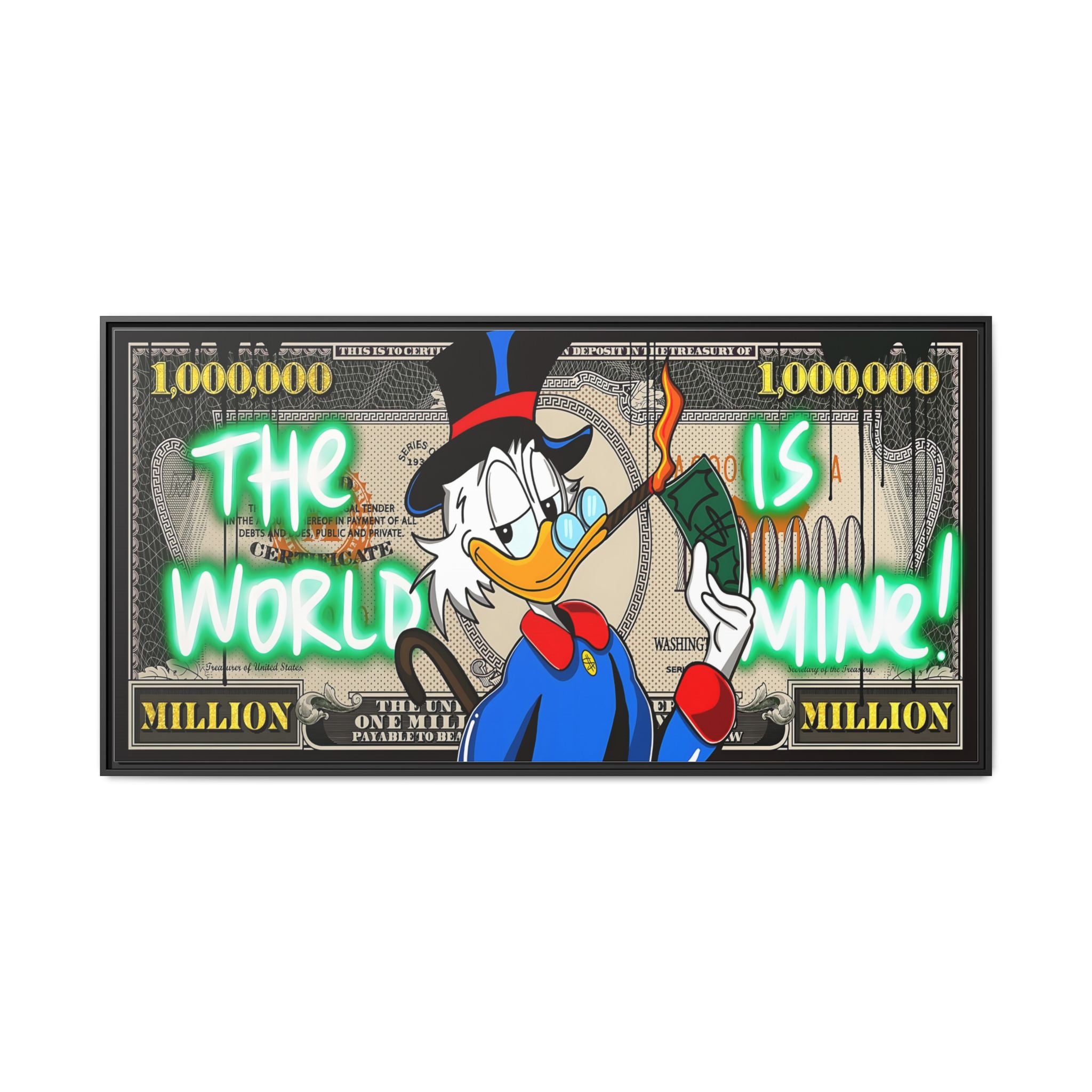 Duck Dollar Domination: Pop Art Financial Satire, Disney Character Urban Commentary - Canvas Wall Art