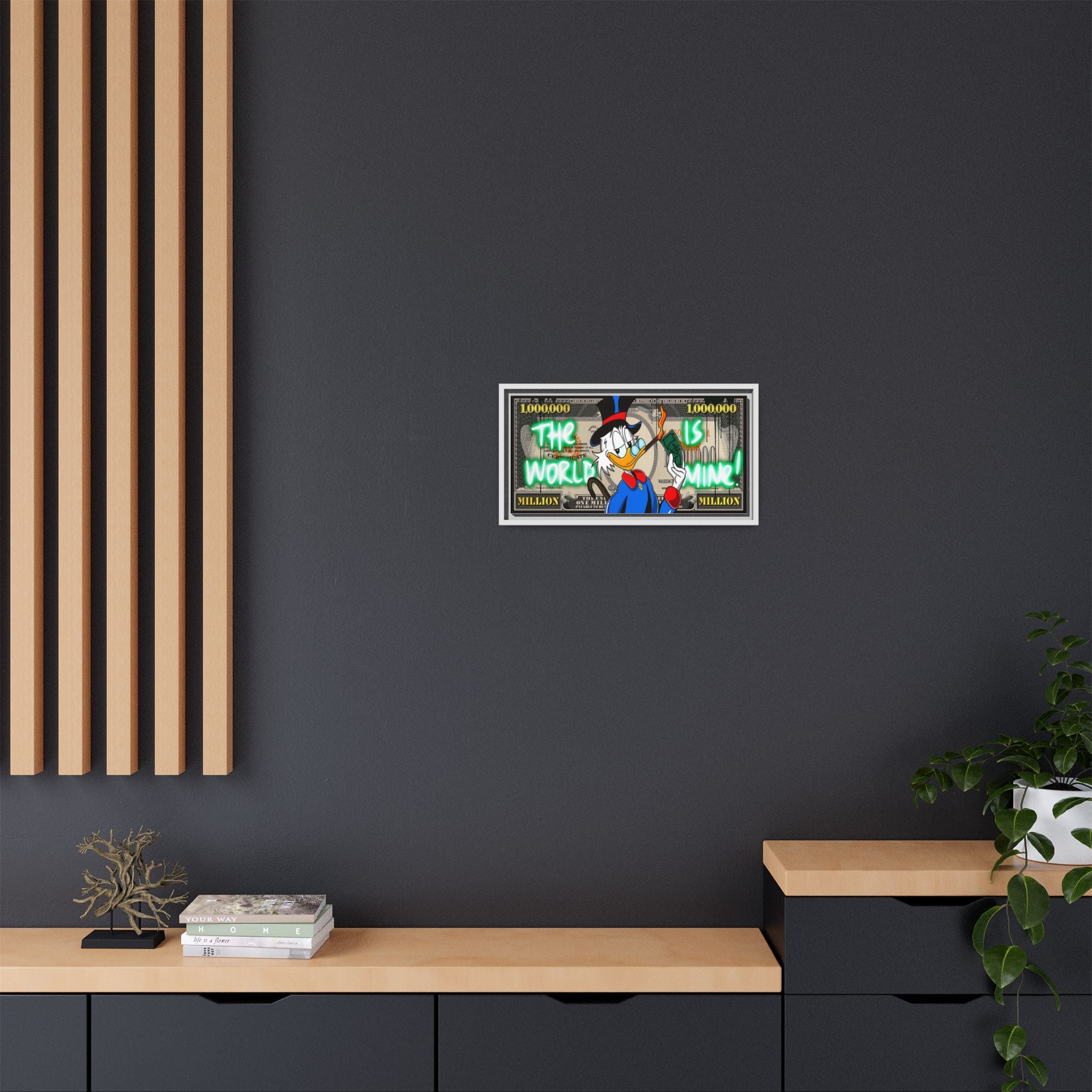 Duck Dollar Domination: Pop Art Financial Satire, Disney Character Urban Commentary - Canvas Wall Art