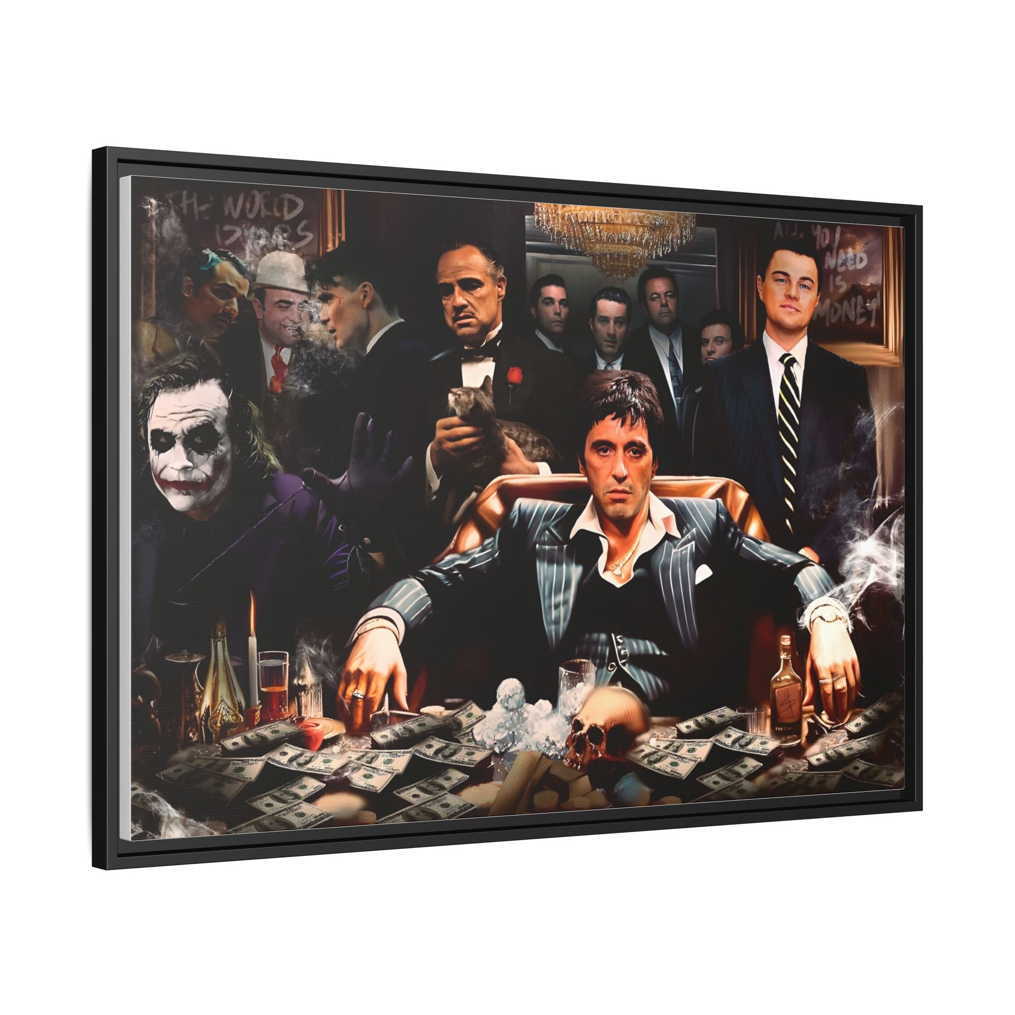 Empire of Shadows: Cinematic Crime Collage, Noir Anthology of Power - Canvas Wall Art