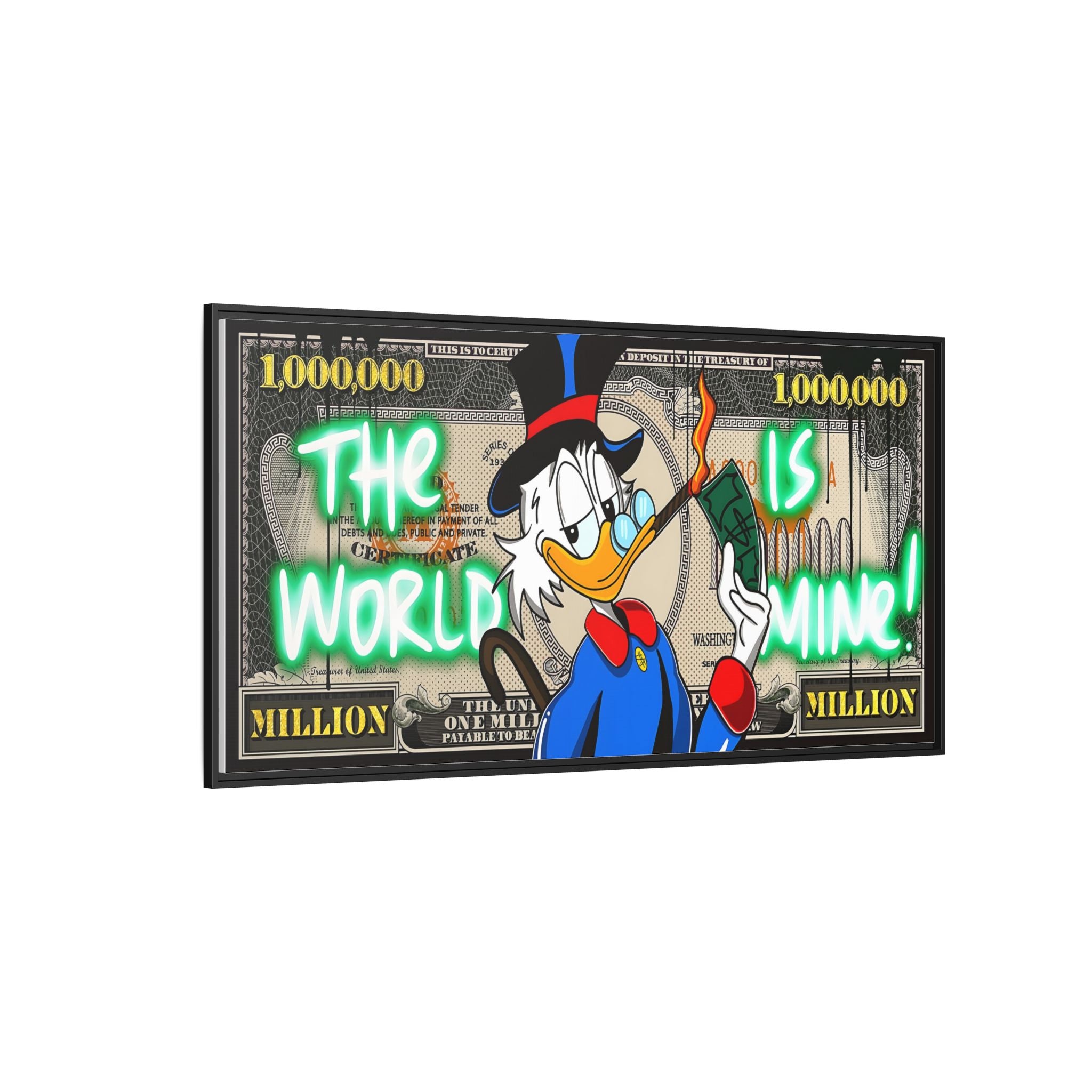 Duck Dollar Domination: Pop Art Financial Satire, Disney Character Urban Commentary - Canvas Wall Art