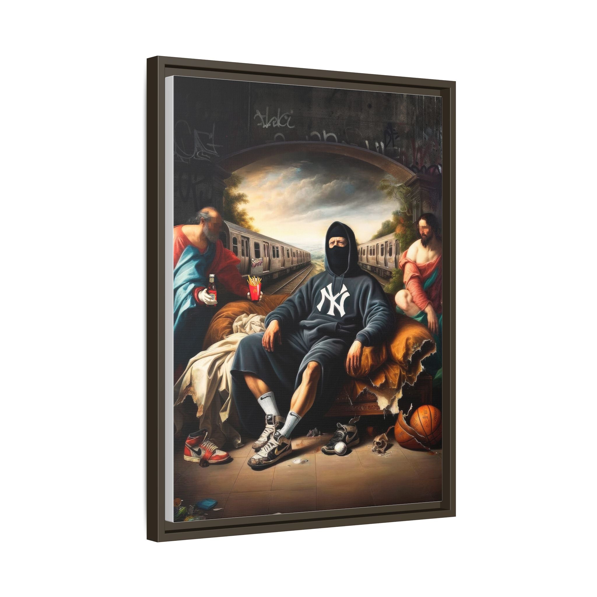 Urban Renaissance: Digital Remix of Classical Portraiture, Street Culture Reimagined - Canvas Wall Art