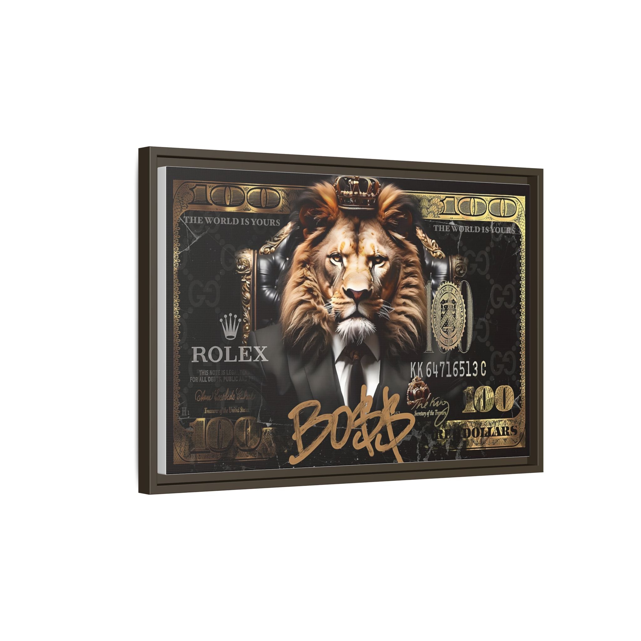 Lion Sovereign: Corporate Dominance, Golden Empire, Power Portrait - Canvas Wall Art