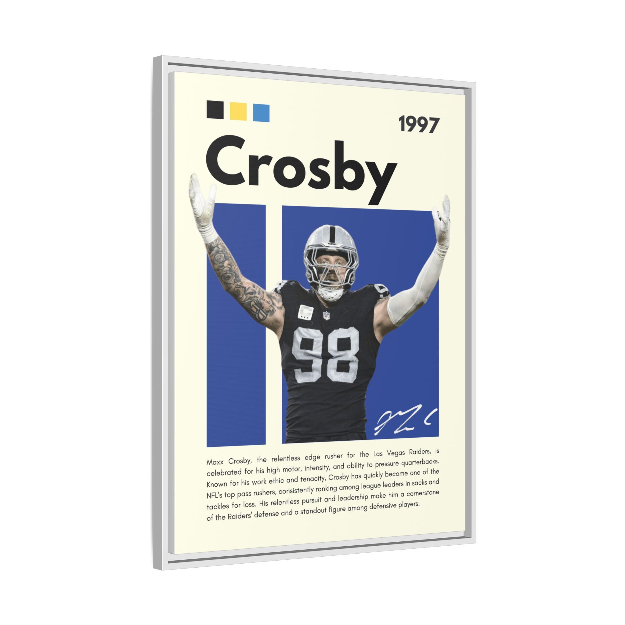 Maxx Crosby: Defensive Dynamo - Canvas Wall Art