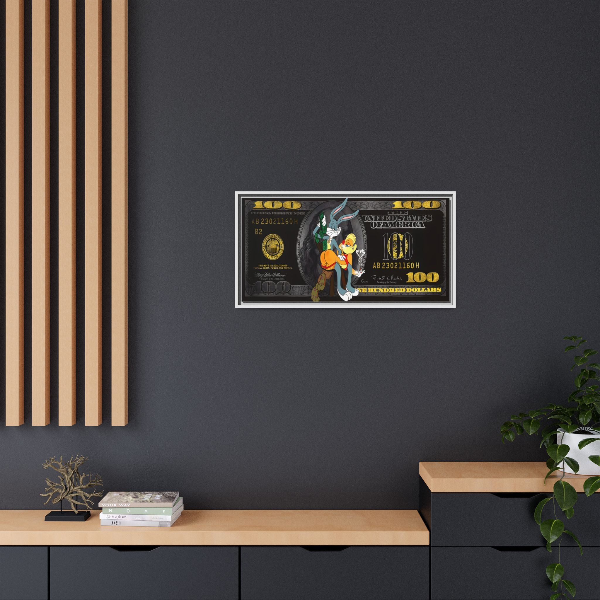 Cartoon Cash Remix: Looney Tunes Currency, Pop Culture Finance Art - Canvas Wall Art
