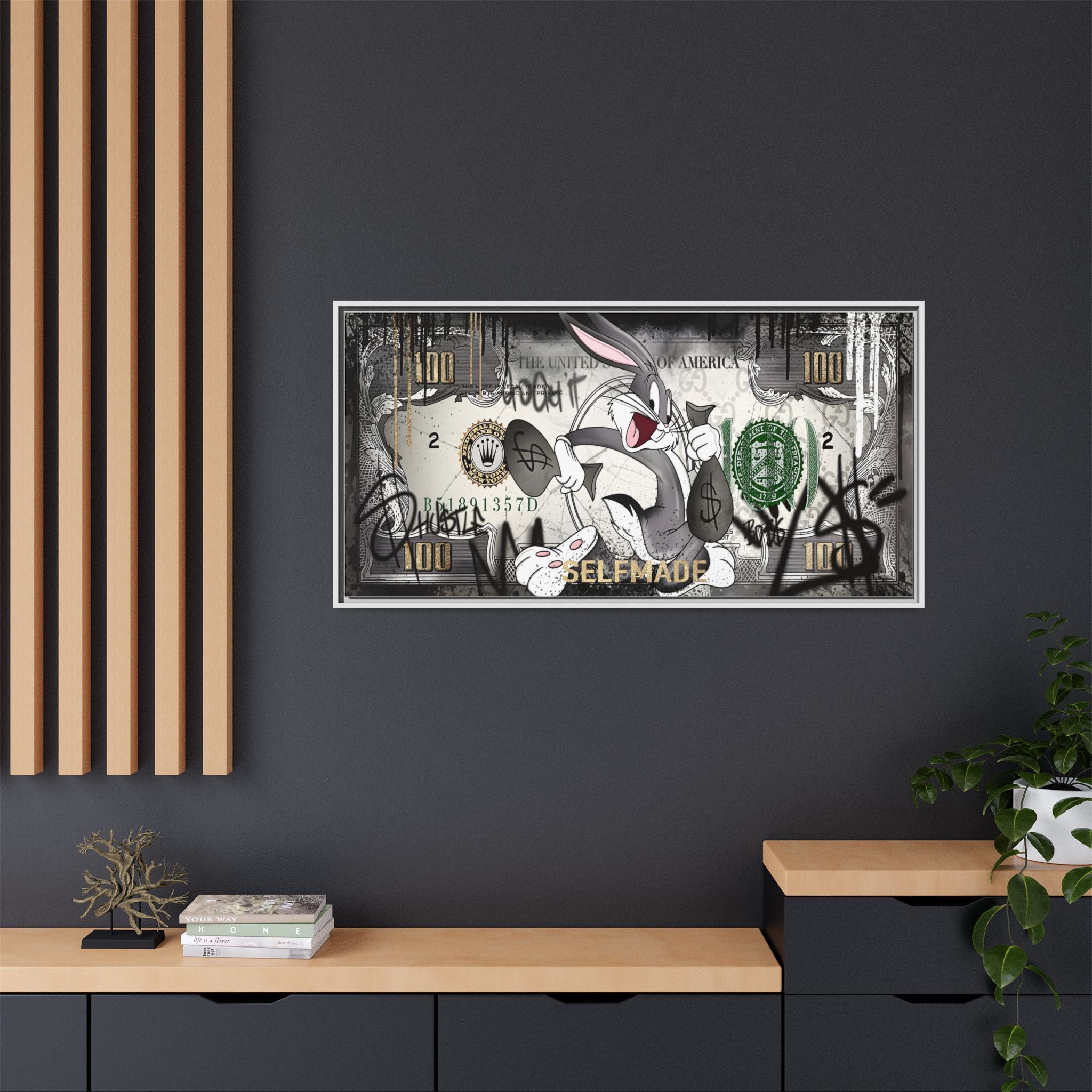 Bunny Benjamins: Pop Art Currency Remix, American Dream Iconography - Canvas Wall Art