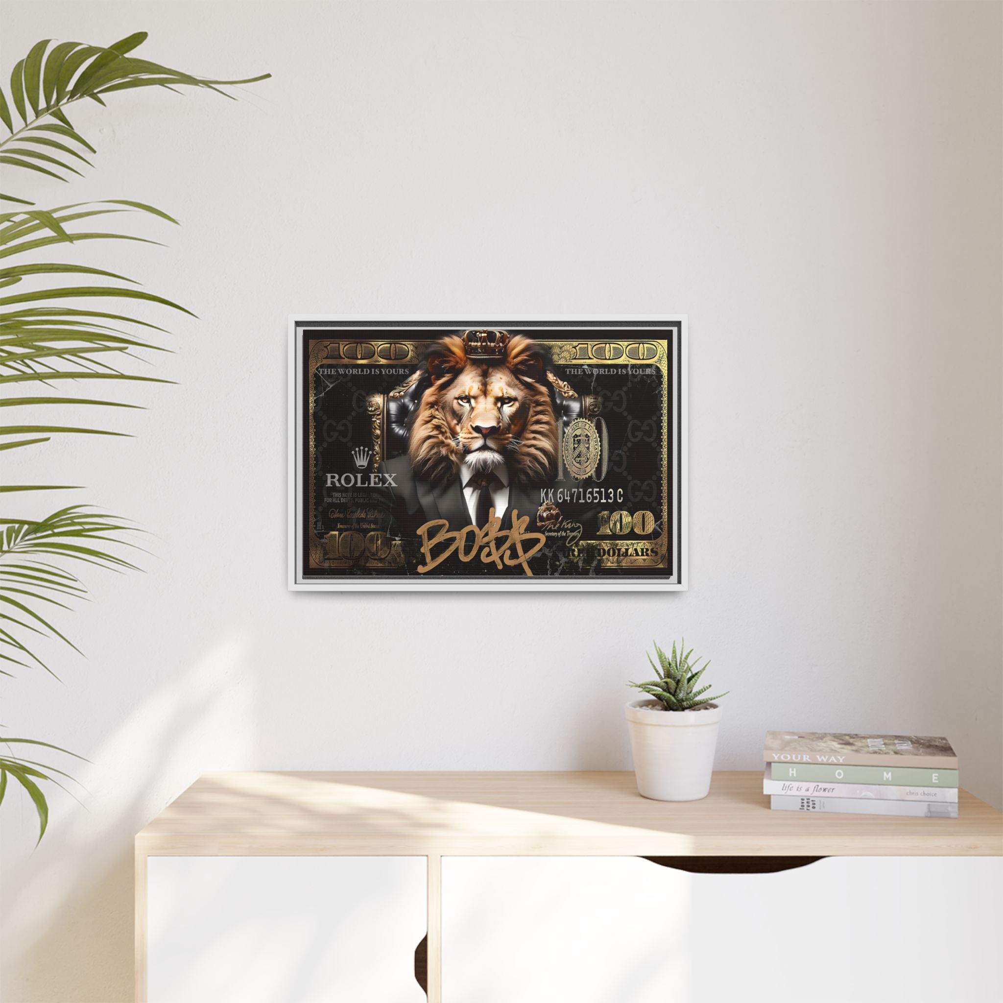 Lion Sovereign: Corporate Dominance, Golden Empire, Power Portrait - Canvas Wall Art