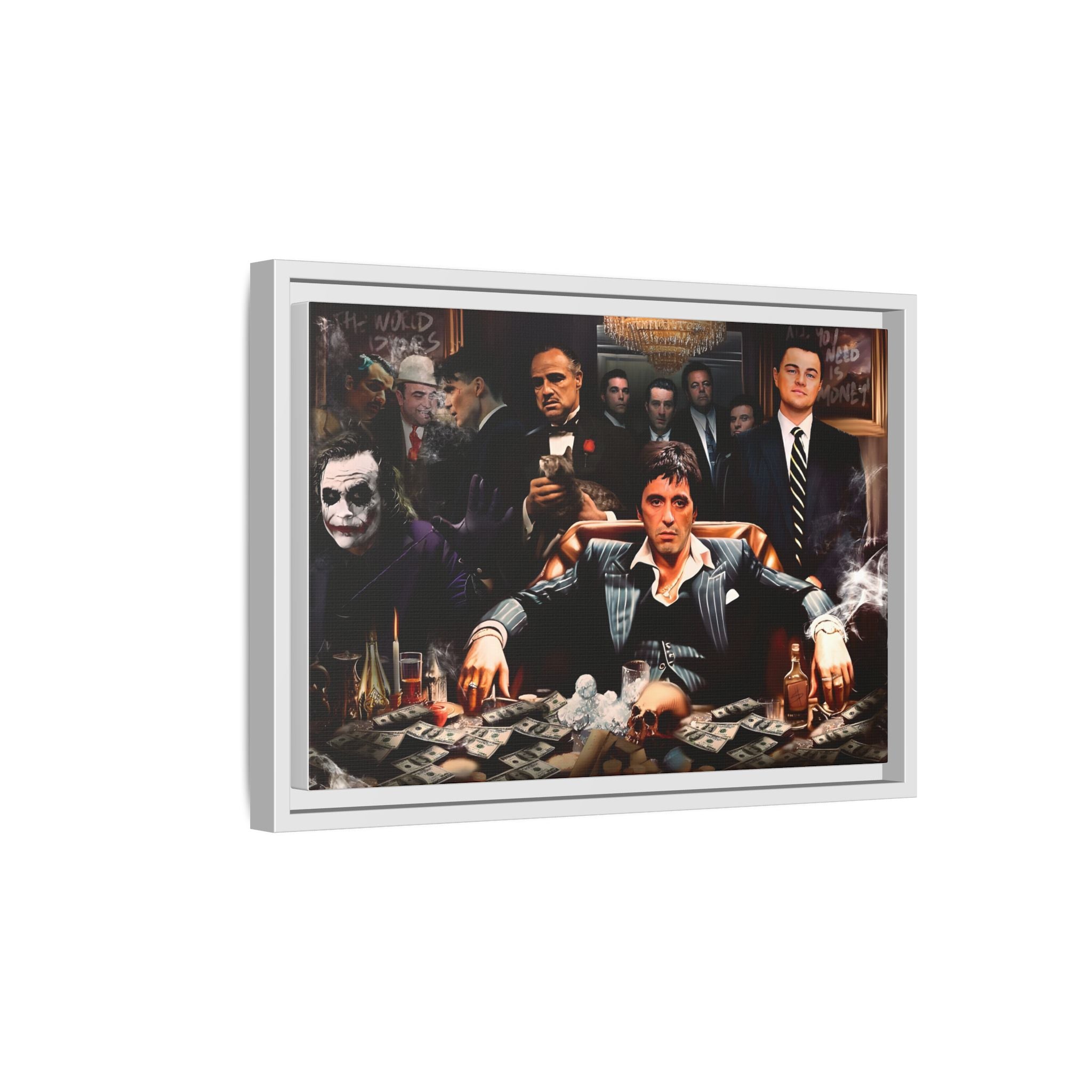 Empire of Shadows: Cinematic Crime Collage, Noir Anthology of Power - Canvas Wall Art