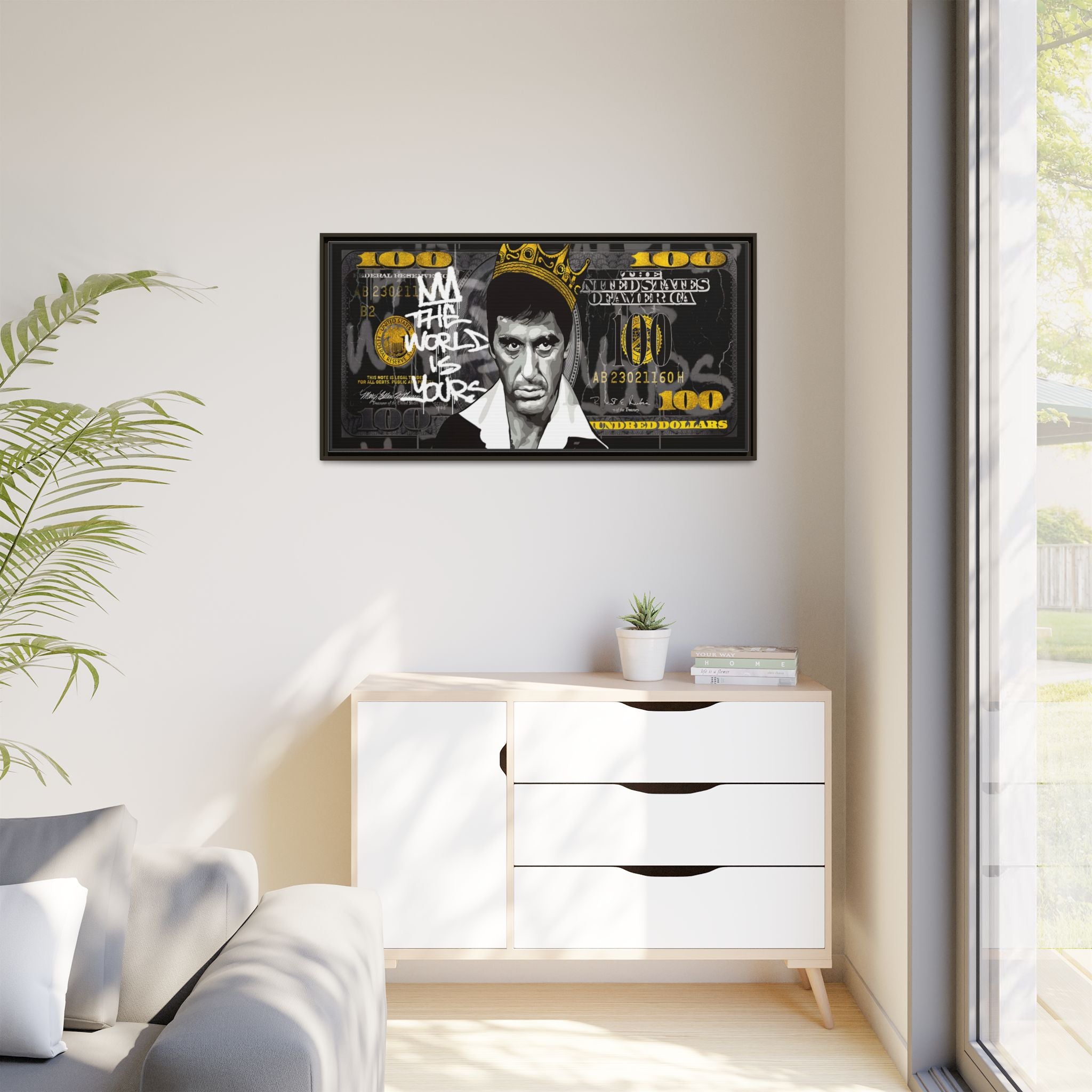 Crowned in Green: Pop Art Crime Iconography, Urban Financial Rebellion - Canvas Wall Art