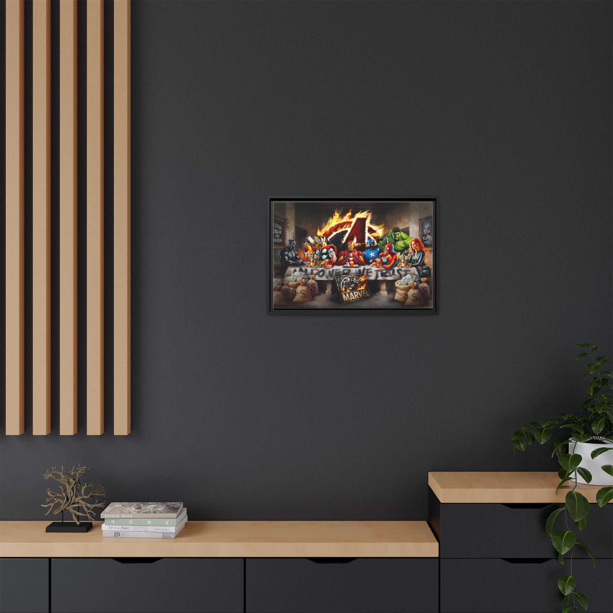 Feast of Franchises: Marvel Avengers Last Supper, Corporate Pop Art Parody - Canvas Wall Art
