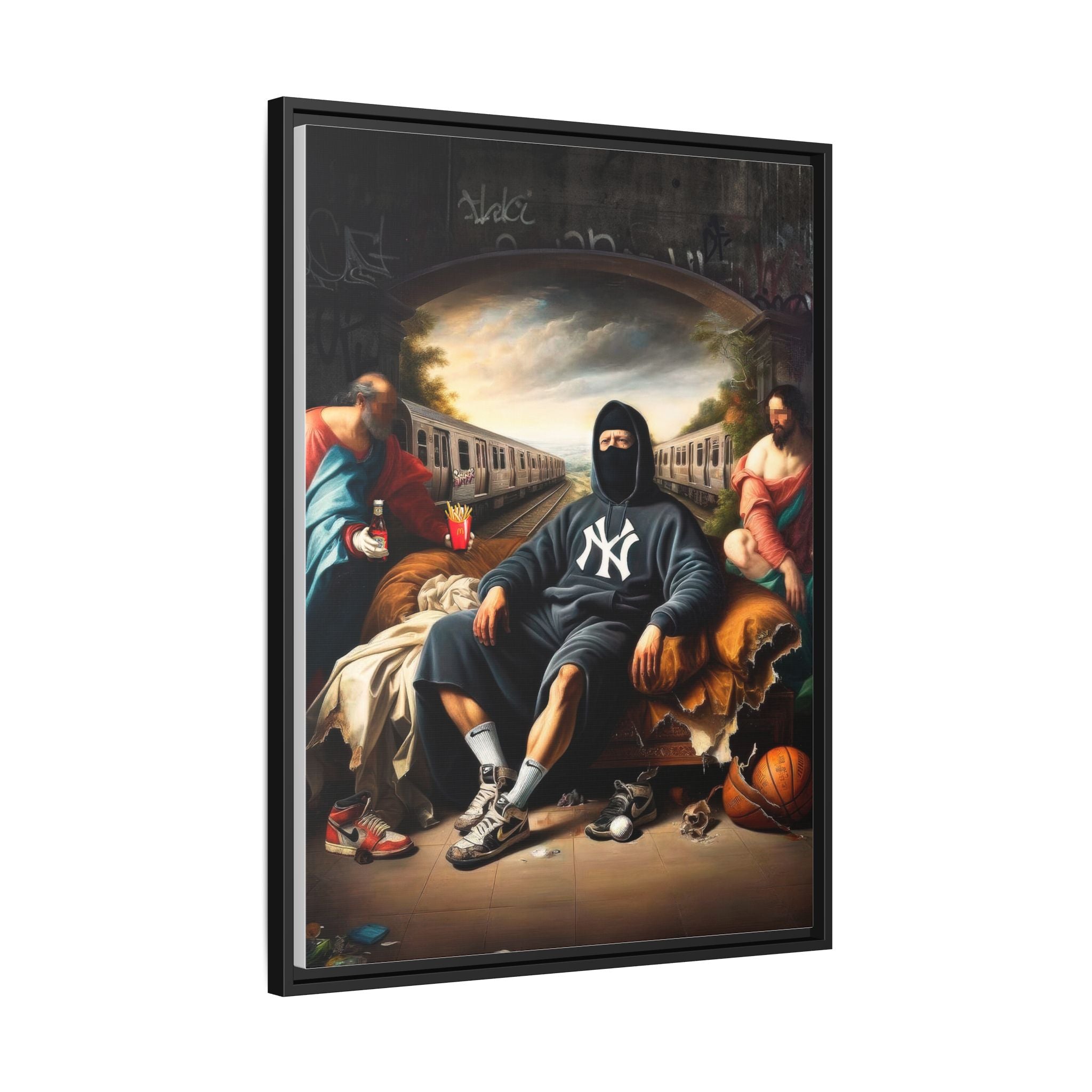 Urban Renaissance: Digital Remix of Classical Portraiture, Street Culture Reimagined - Canvas Wall Art