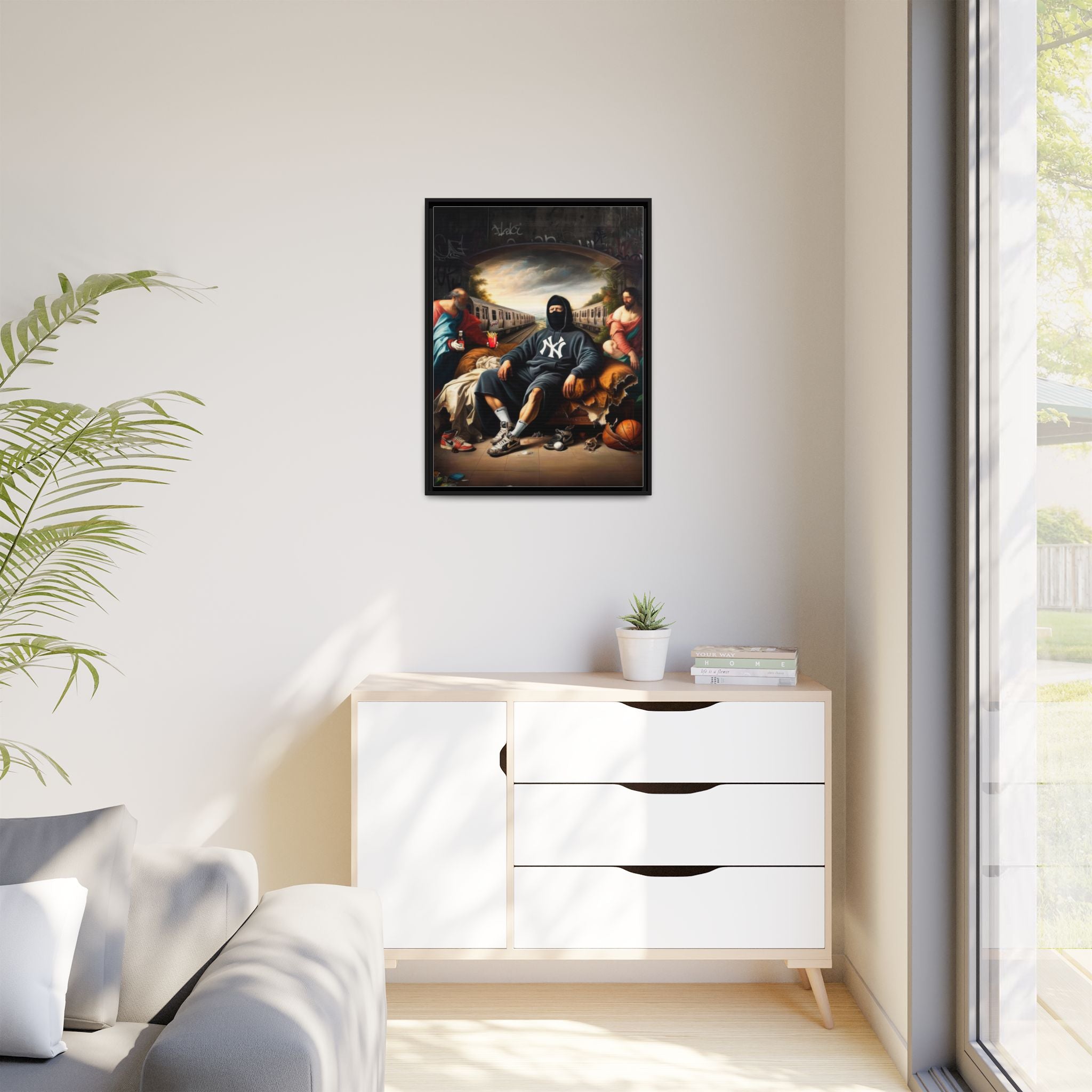 Urban Renaissance: Digital Remix of Classical Portraiture, Street Culture Reimagined - Canvas Wall Art