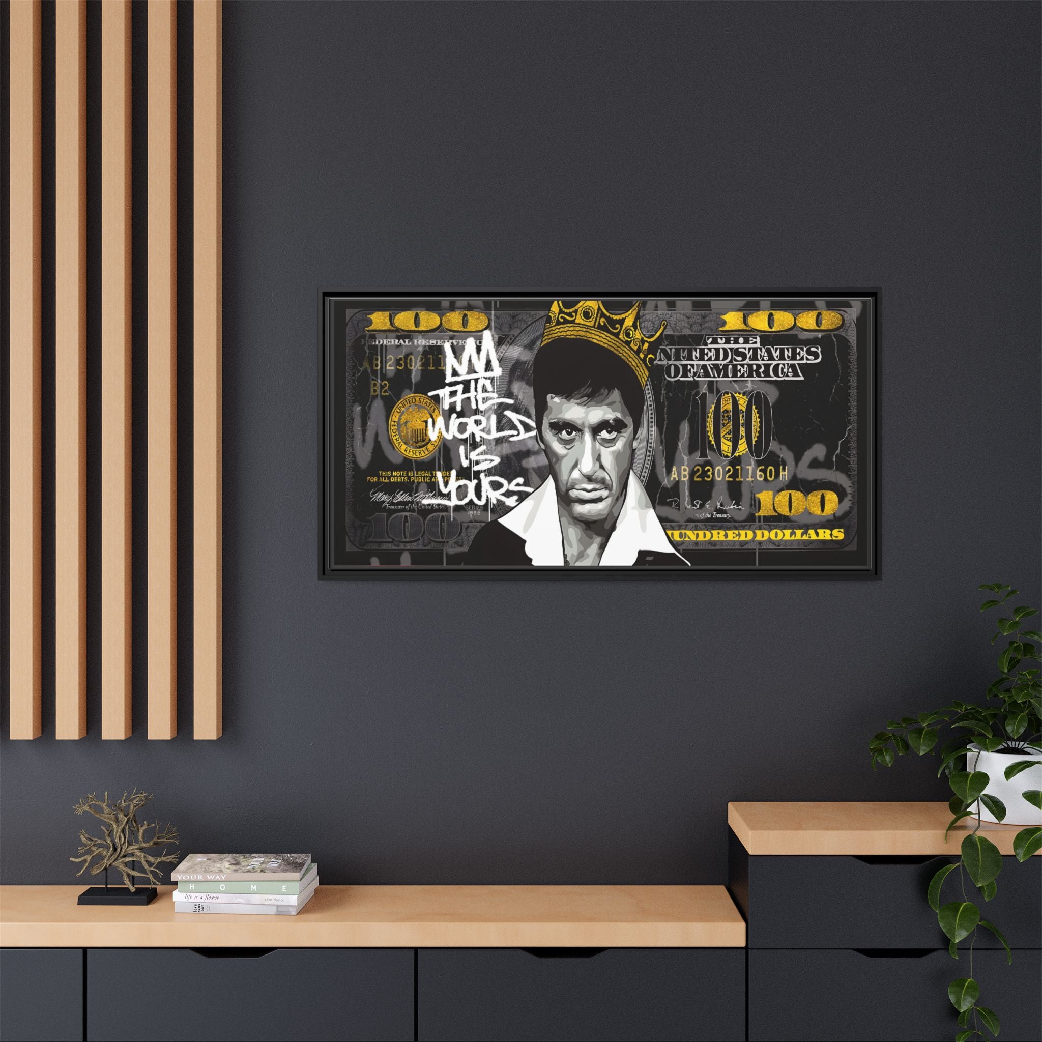 Crowned in Green: Pop Art Crime Iconography, Urban Financial Rebellion - Canvas Wall Art