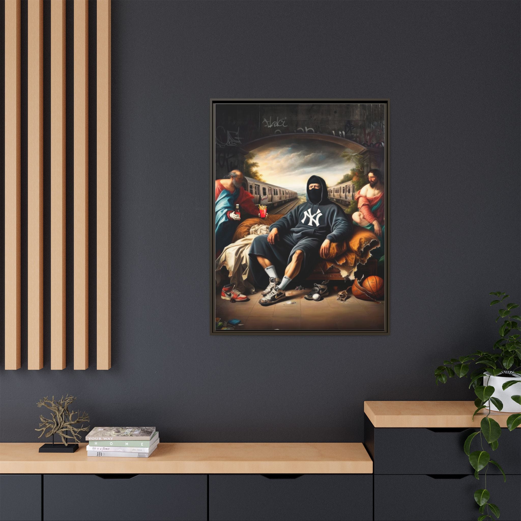 Urban Renaissance: Digital Remix of Classical Portraiture, Street Culture Reimagined - Canvas Wall Art