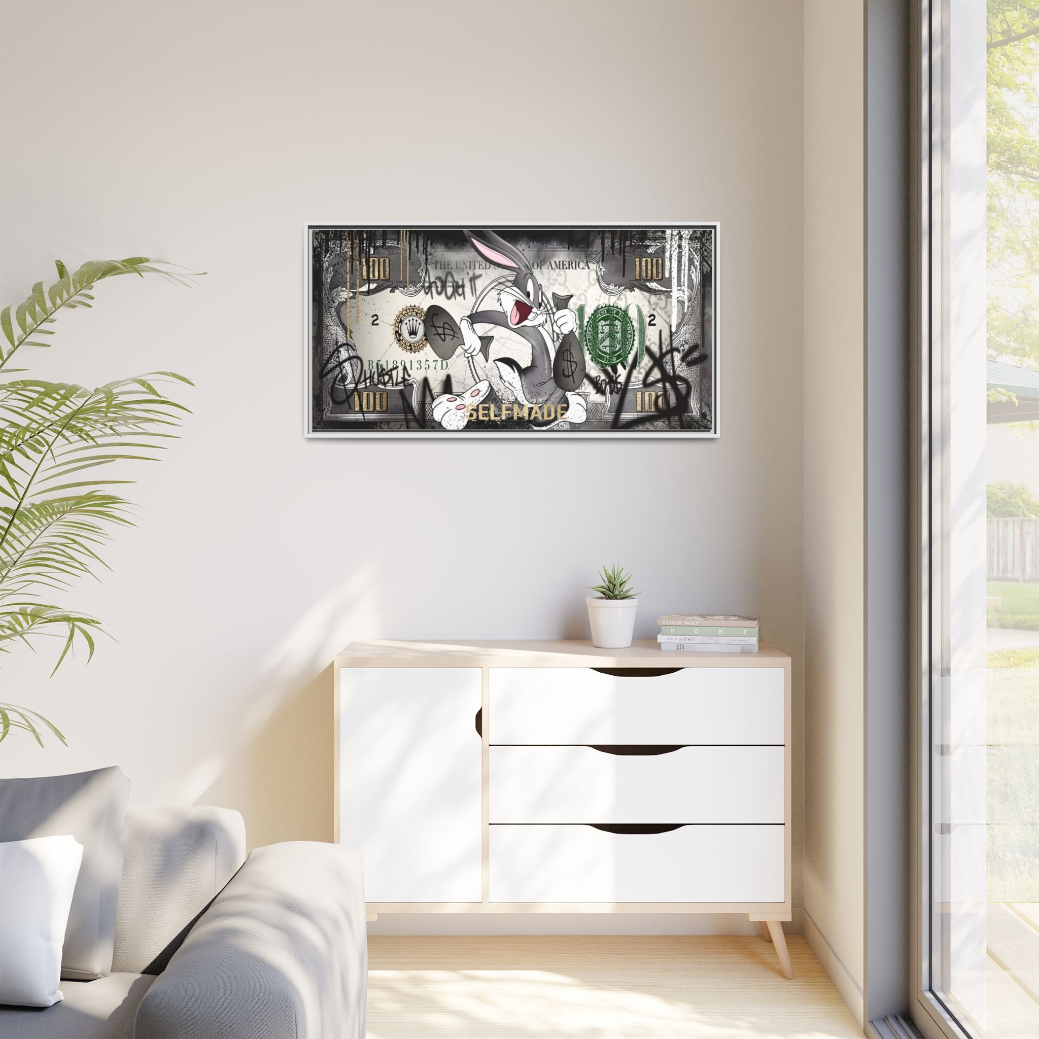 Bunny Benjamins: Pop Art Currency Remix, American Dream Iconography - Canvas Wall Art