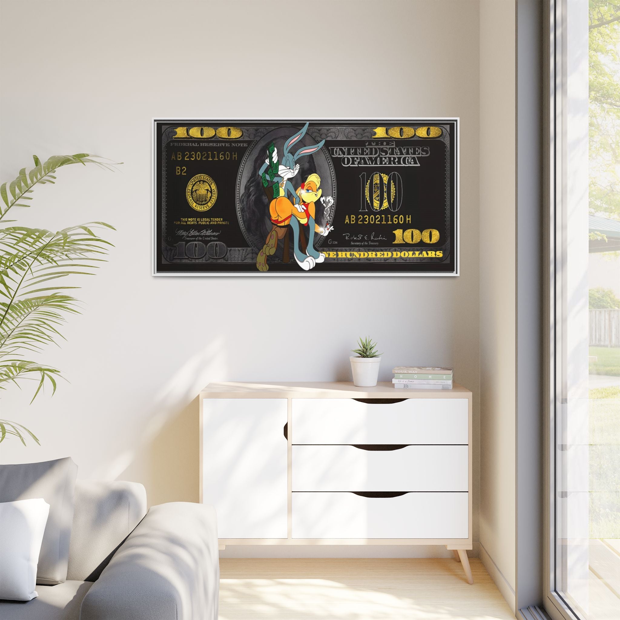 Cartoon Cash Remix: Looney Tunes Currency, Pop Culture Finance Art - Canvas Wall Art
