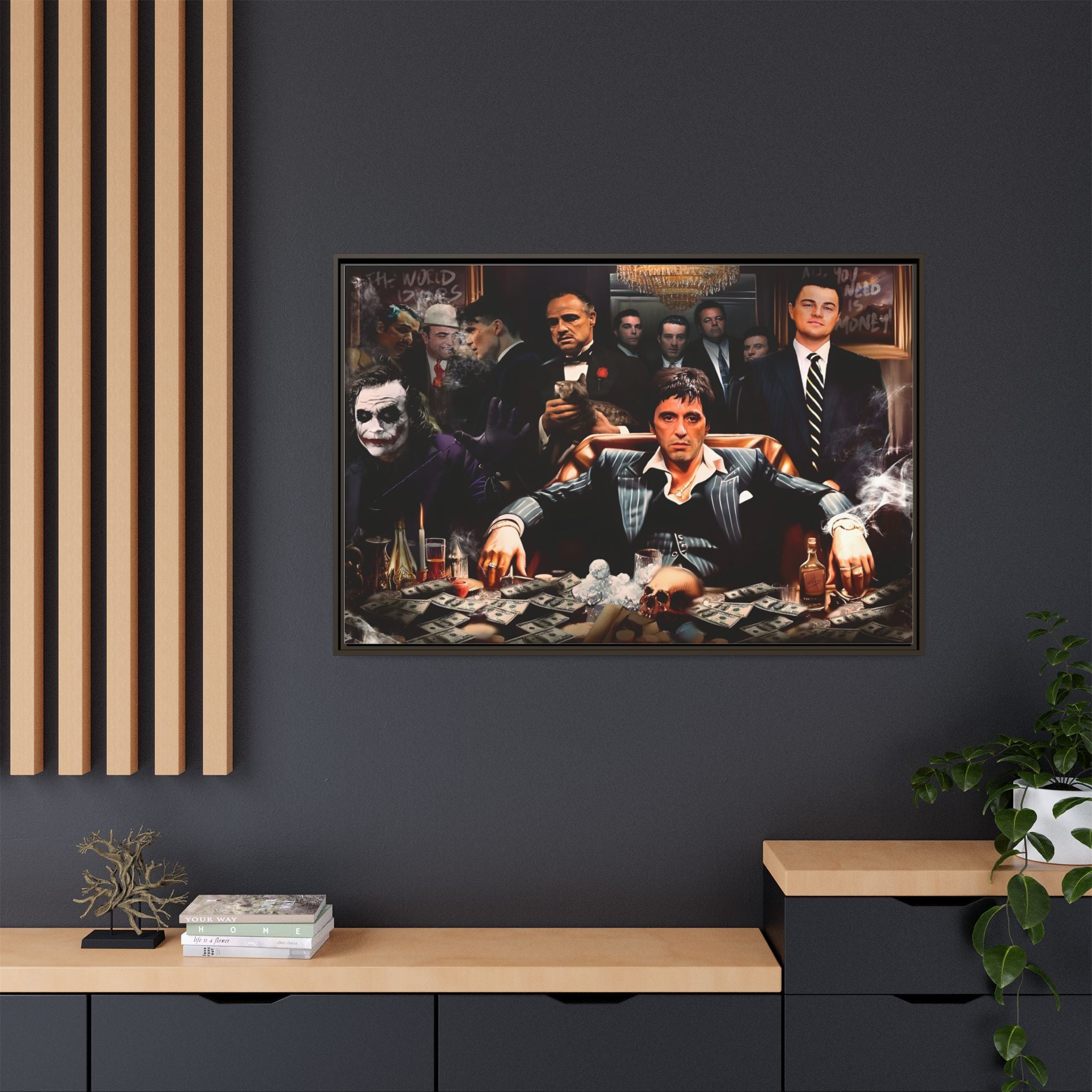 Empire of Shadows: Cinematic Crime Collage, Noir Anthology of Power - Canvas Wall Art