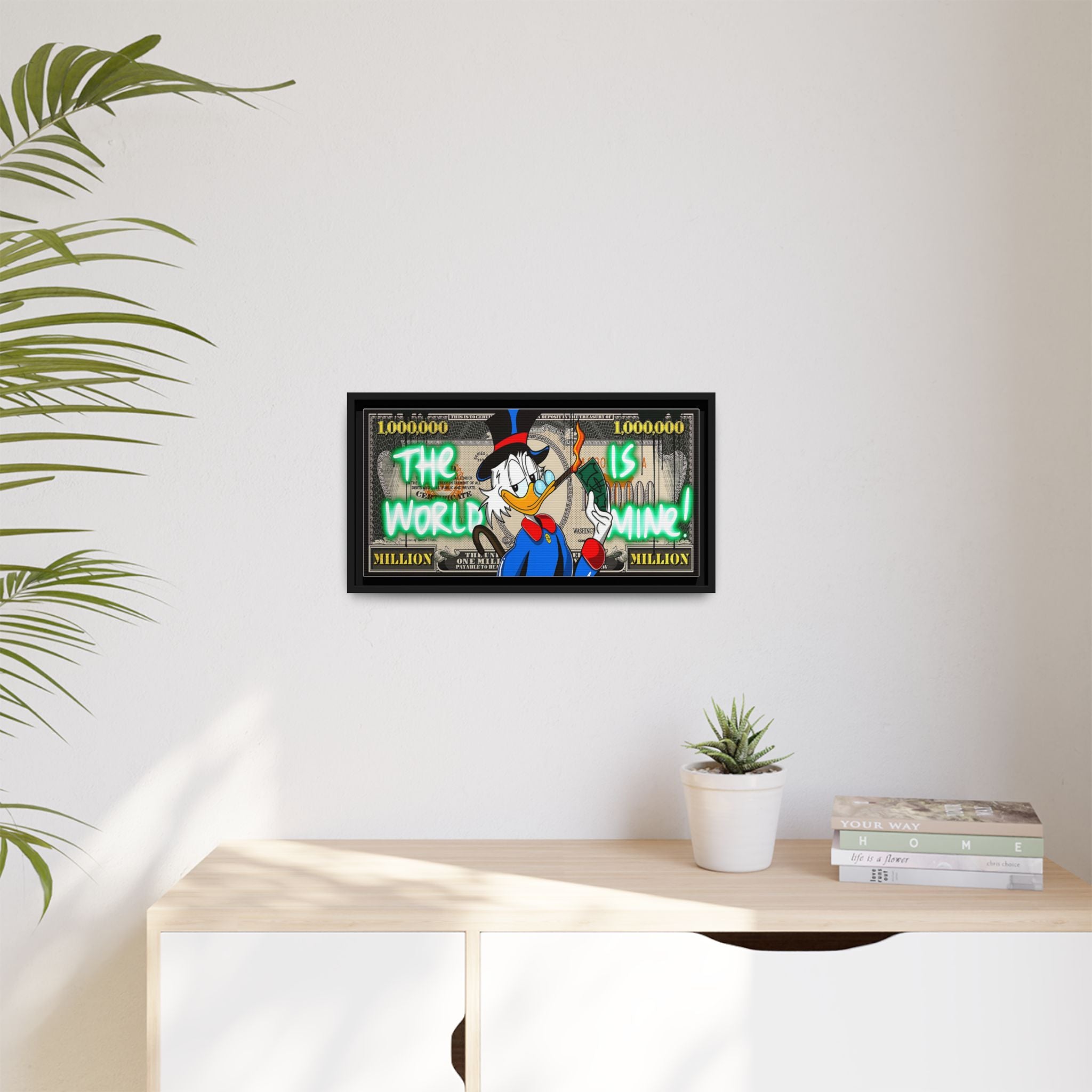 Duck Dollar Domination: Pop Art Financial Satire, Disney Character Urban Commentary - Canvas Wall Art