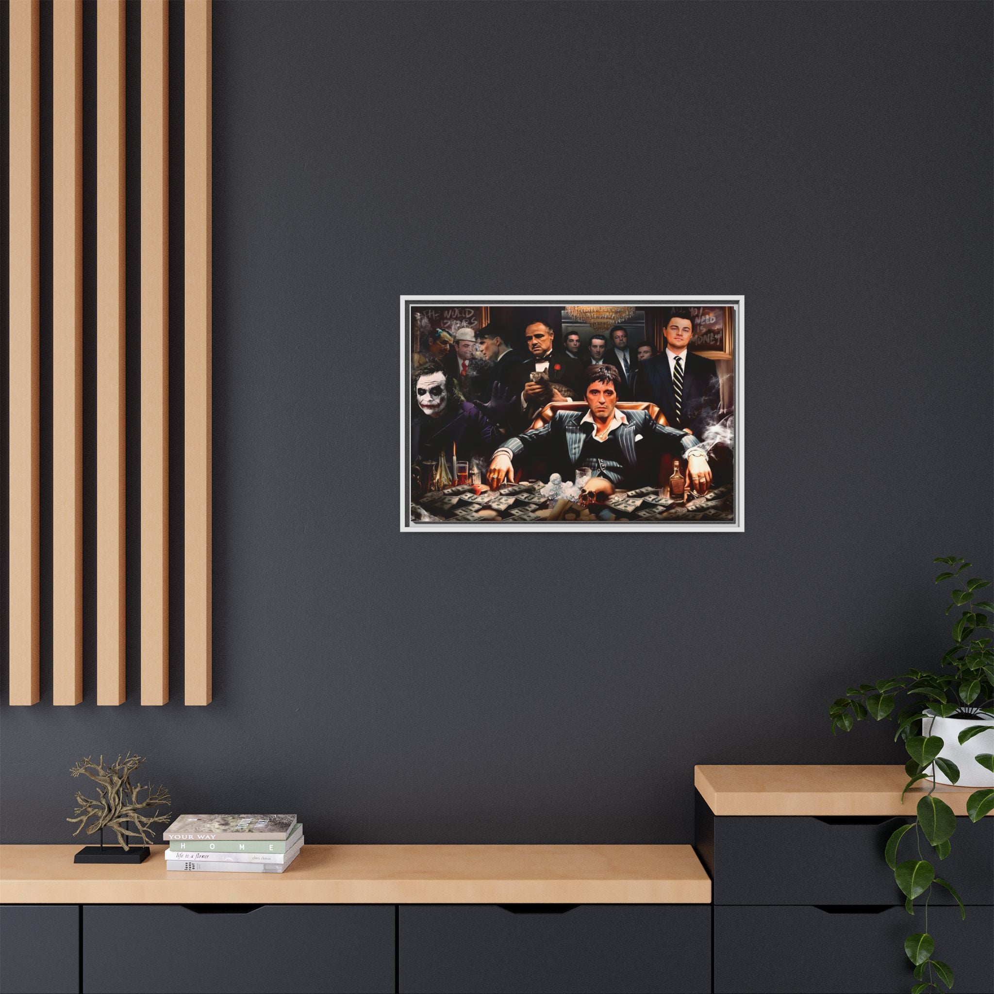 Empire of Shadows: Cinematic Crime Collage, Noir Anthology of Power - Canvas Wall Art