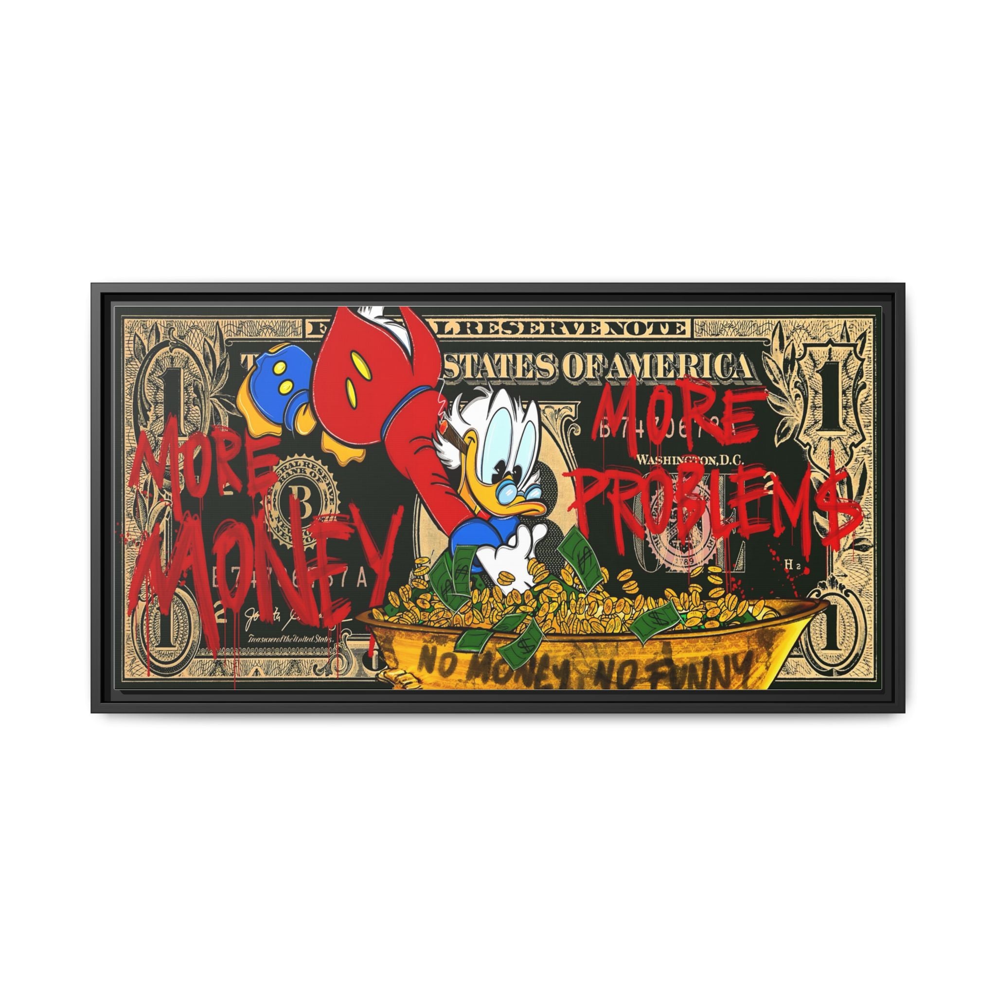Duck Dynasty of Dollars: Pop Art Financial Critique, Graffiti Economics, Capitalist Commentary - Canvas Wall Art