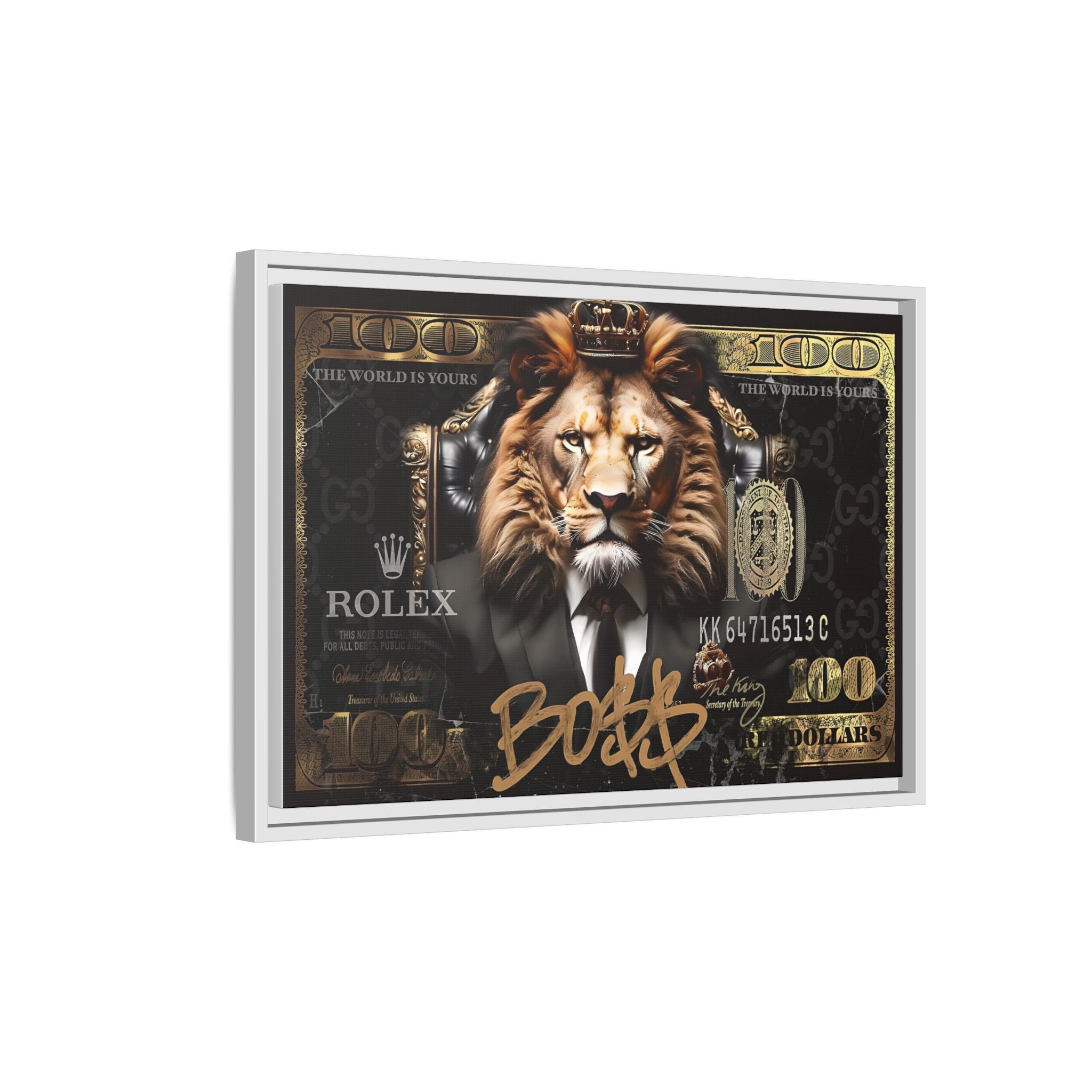 Lion Sovereign: Corporate Dominance, Golden Empire, Power Portrait - Canvas Wall Art