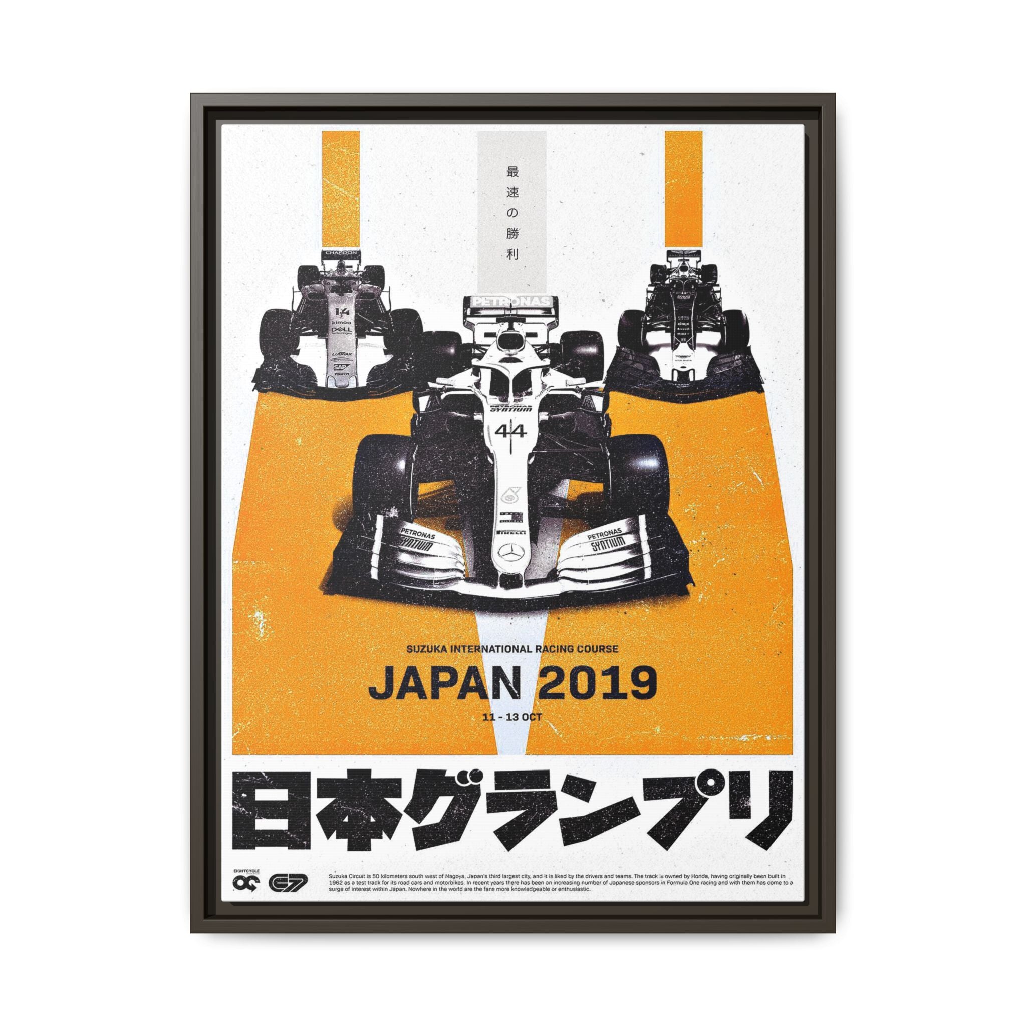 Suzuka Speed Symphony: Japanese Grand Prix 2019 Racing Poster, Motorsport Design Artistry - Canvas Wall Art