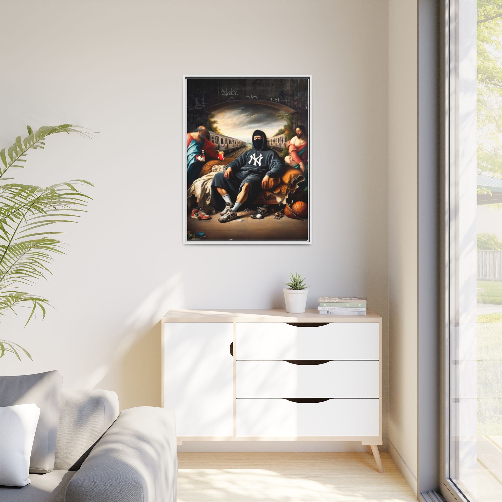 Urban Renaissance: Digital Remix of Classical Portraiture, Street Culture Reimagined - Canvas Wall Art