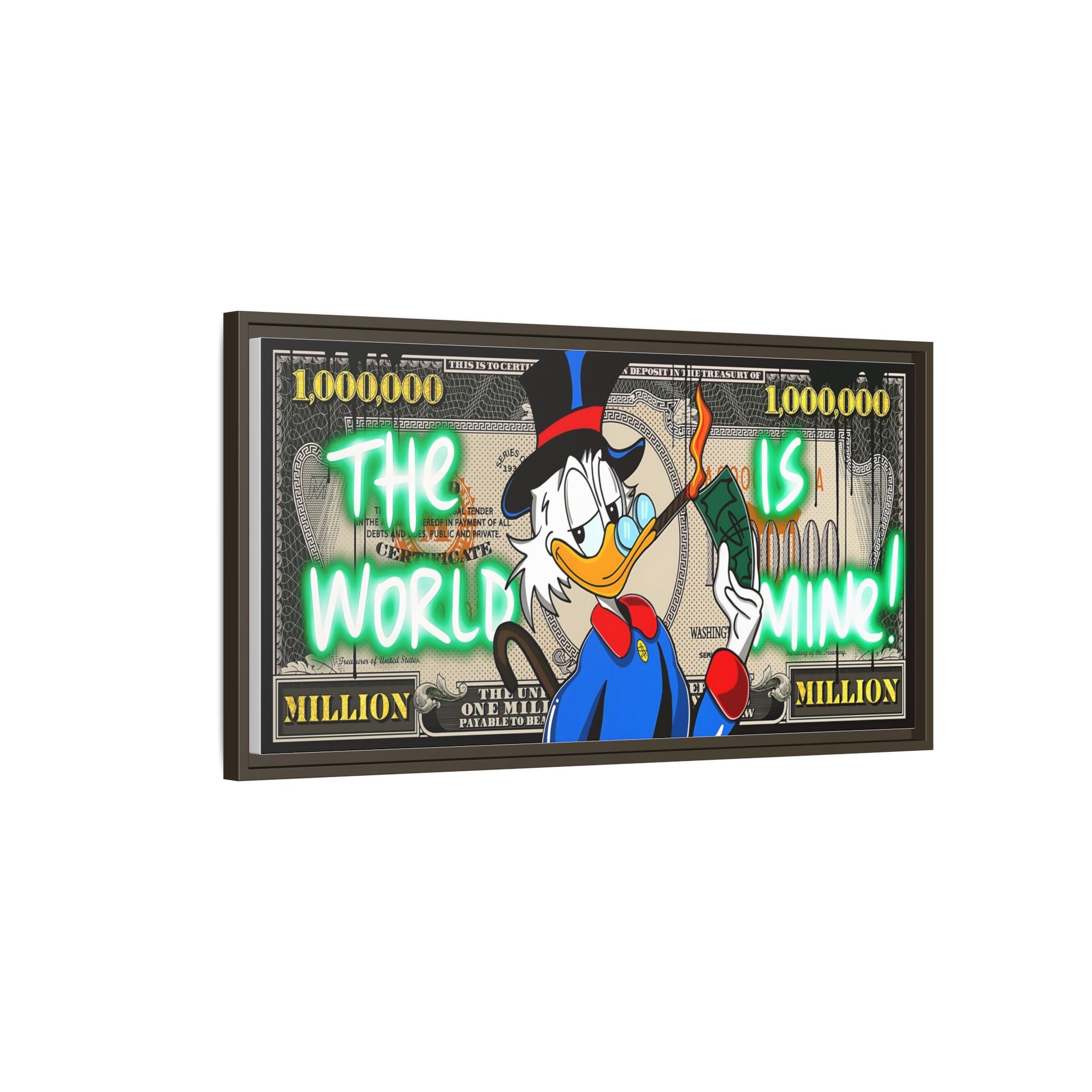 Duck Dollar Domination: Pop Art Financial Satire, Disney Character Urban Commentary - Canvas Wall Art