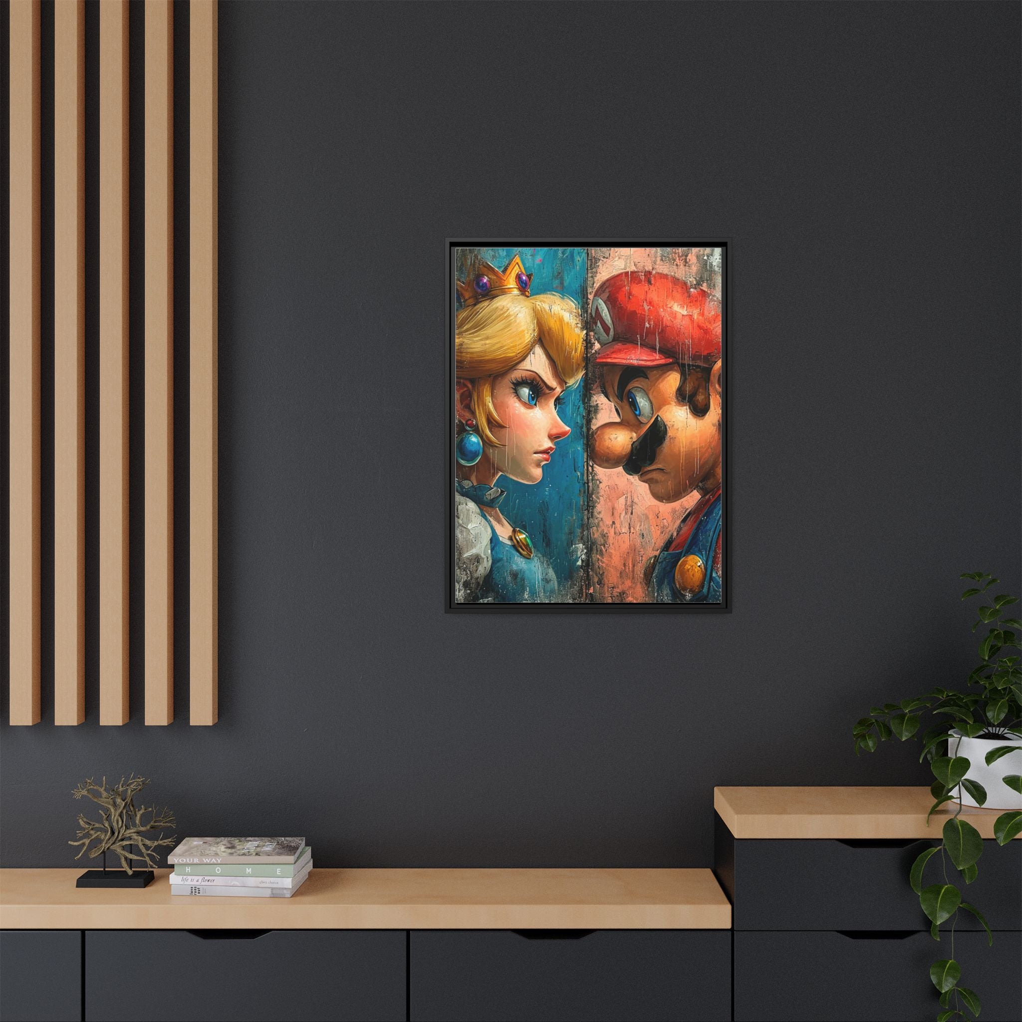 Legends Collide: Pixel Protagonists Reimagined, Gritty Game Art Portrait - Canvas Wall Art