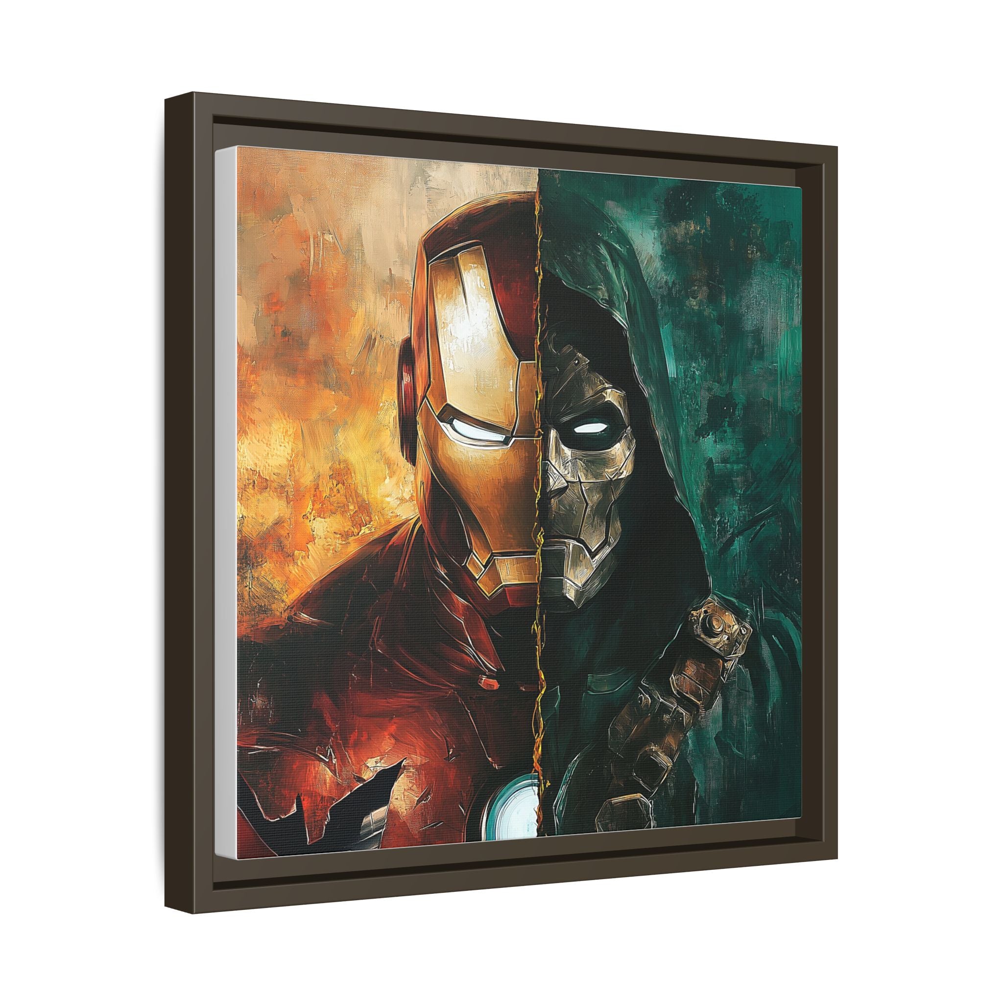 Technological Titans: Marvel Rivalry, Digital Fan Art Portrait, Superhero Duality Composition - Canvas Wall Art