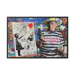 Bankable Rebellion: Street Art Collage, Banksy-Inspired Social Commentary, Urban Creative Expression - Canvas Wall Art