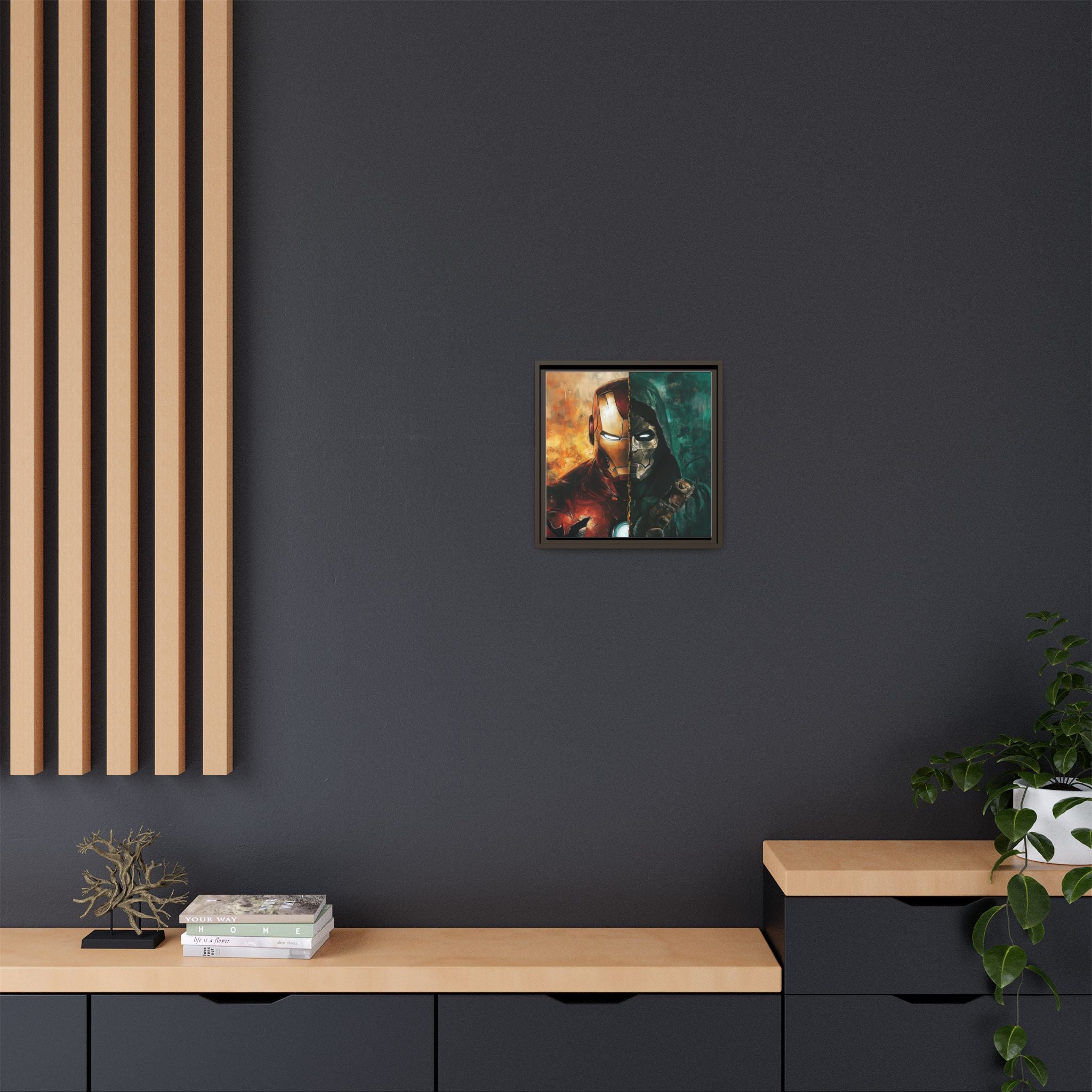 Technological Titans: Marvel Rivalry, Digital Fan Art Portrait, Superhero Duality Composition - Canvas Wall Art
