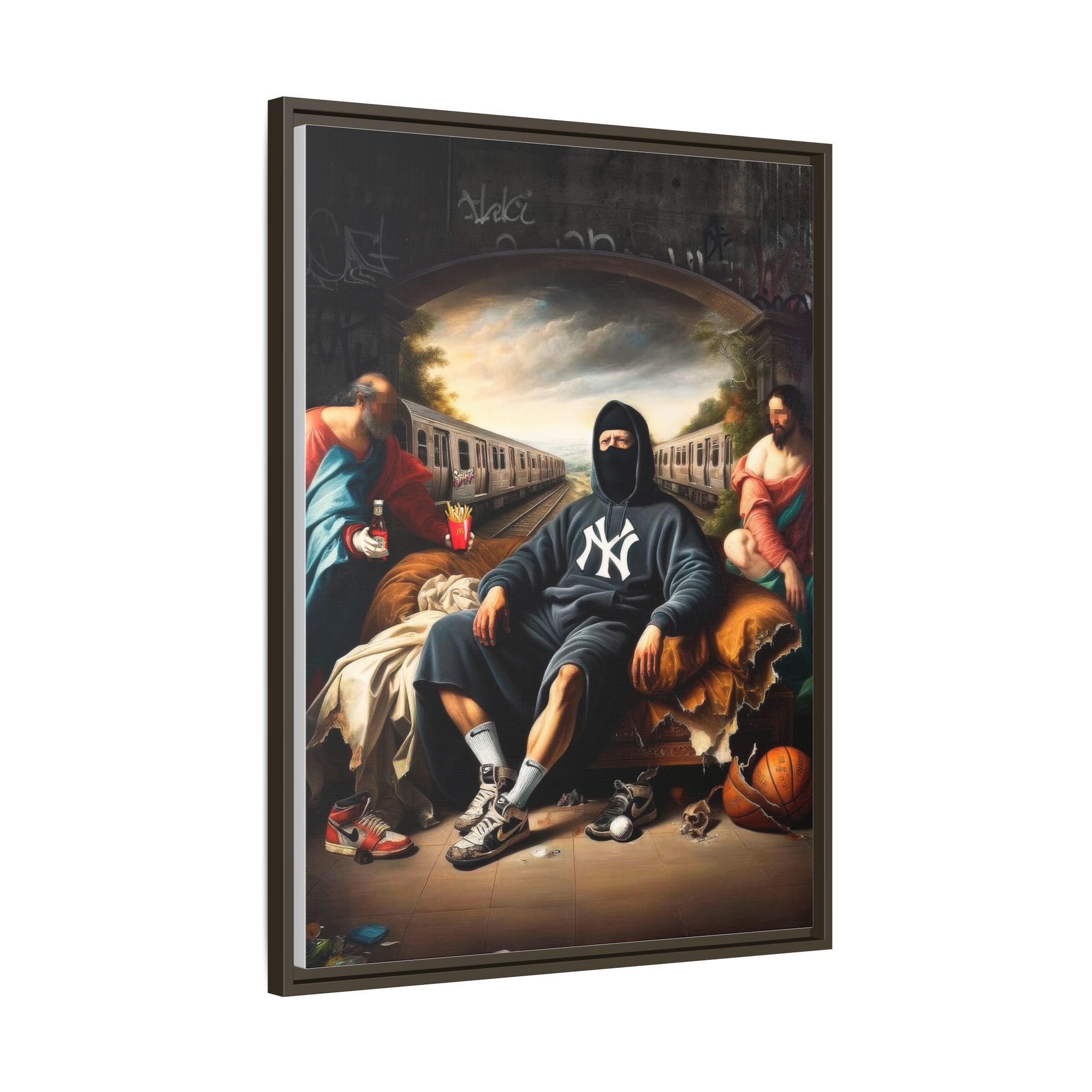 Urban Renaissance: Digital Remix of Classical Portraiture, Street Culture Reimagined - Canvas Wall Art