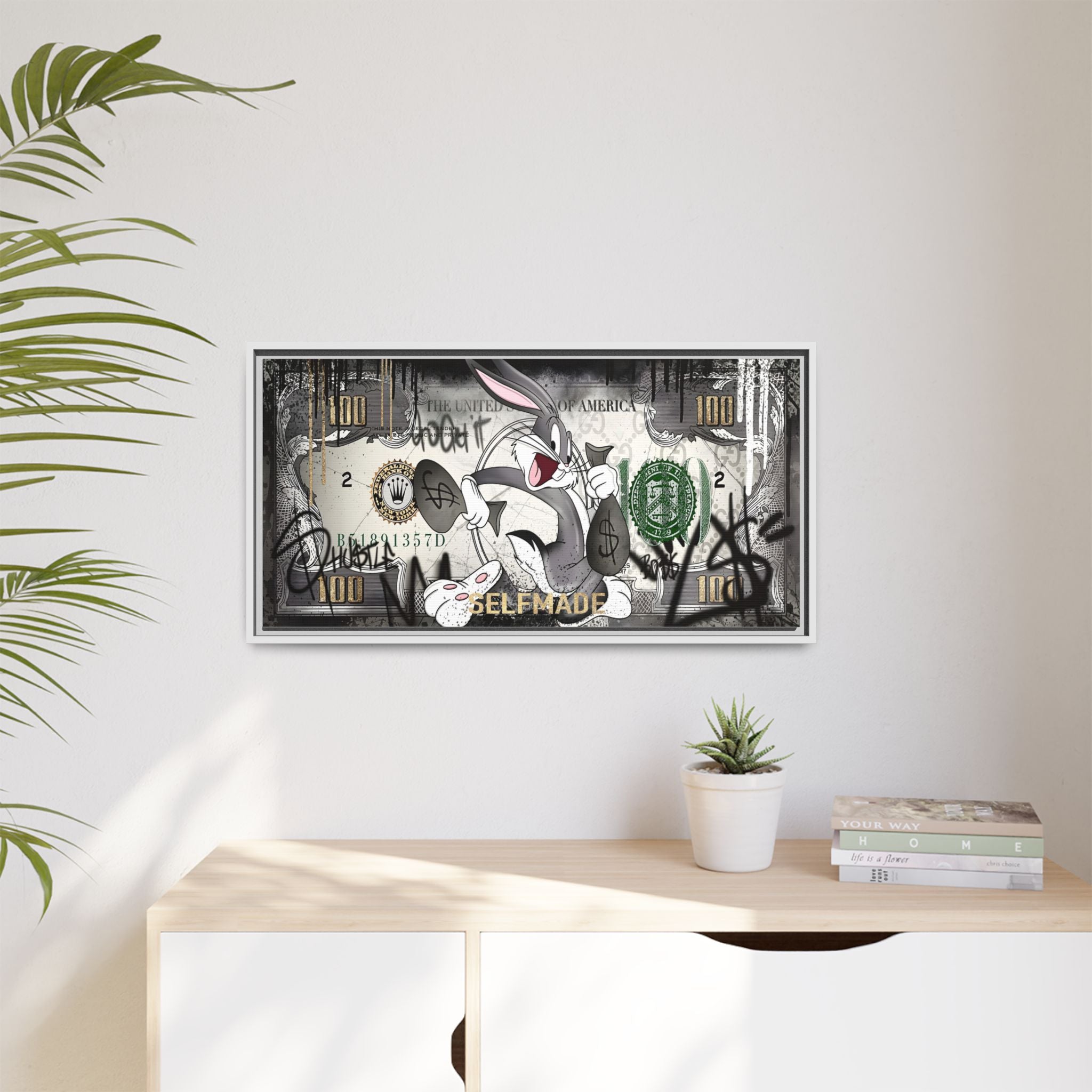 Bunny Benjamins: Pop Art Currency Remix, American Dream Iconography - Canvas Wall Art