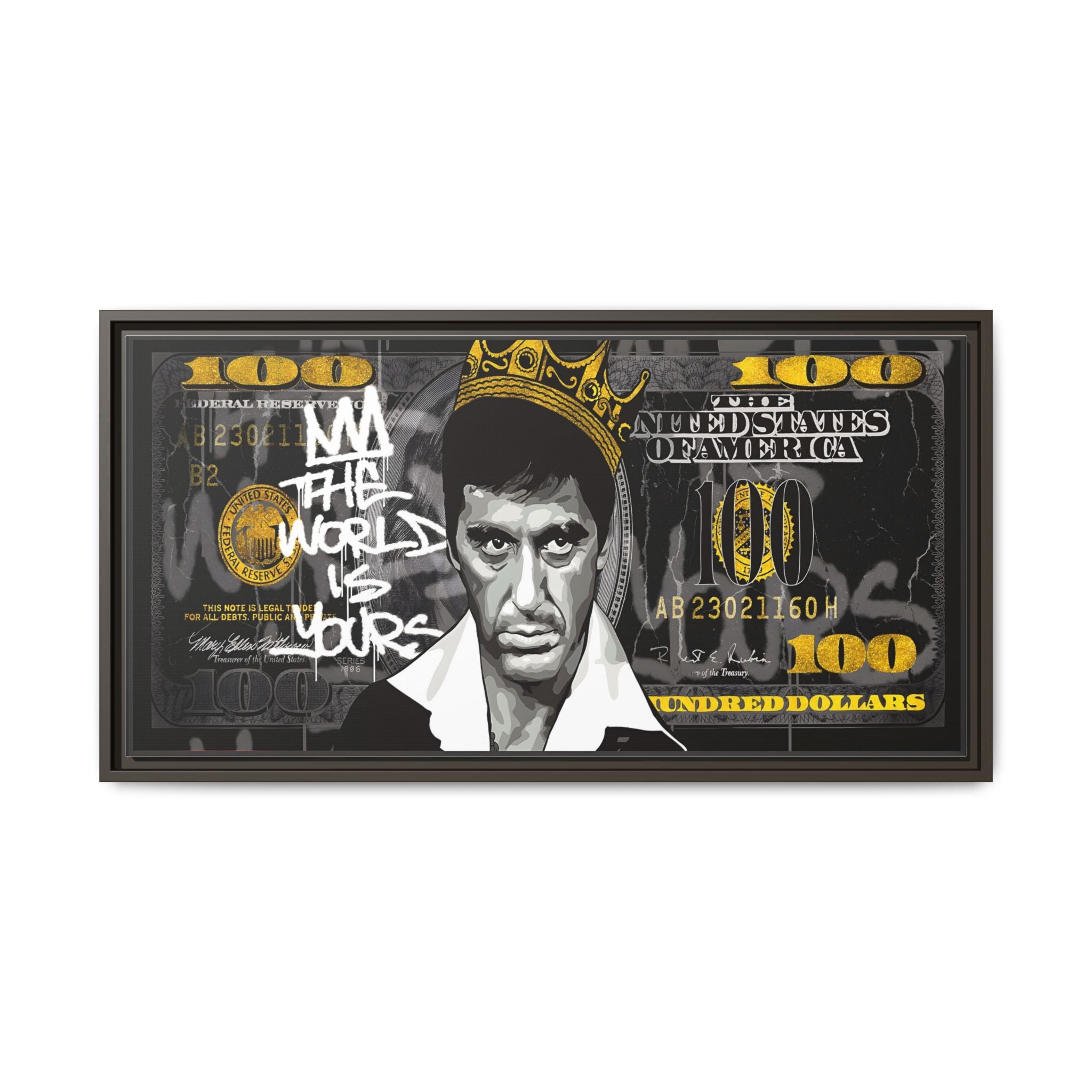 Crowned in Green: Pop Art Crime Iconography, Urban Financial Rebellion - Canvas Wall Art