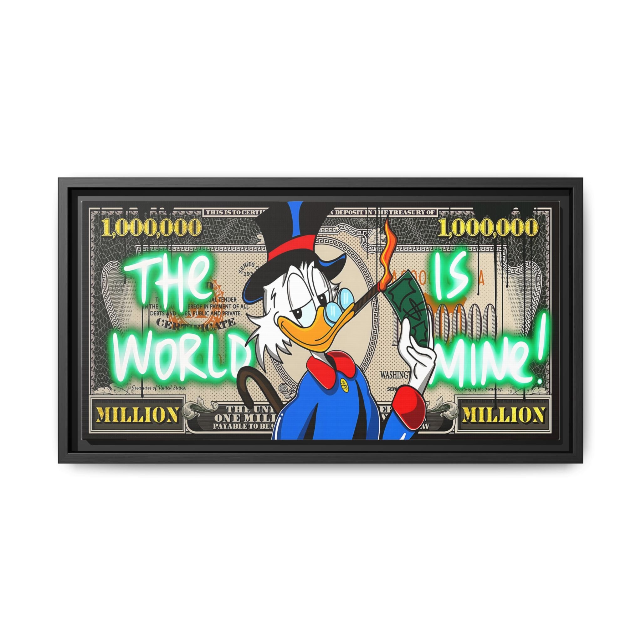 Duck Dollar Domination: Pop Art Financial Satire, Disney Character Urban Commentary - Canvas Wall Art